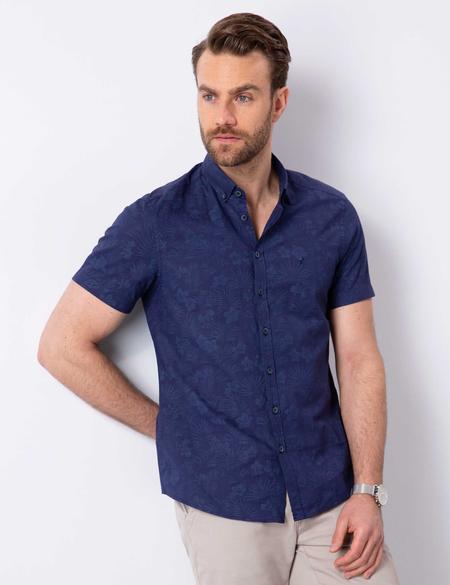 Lacivert Slim Fit Kısa Kollu Gömlek - 50205887008