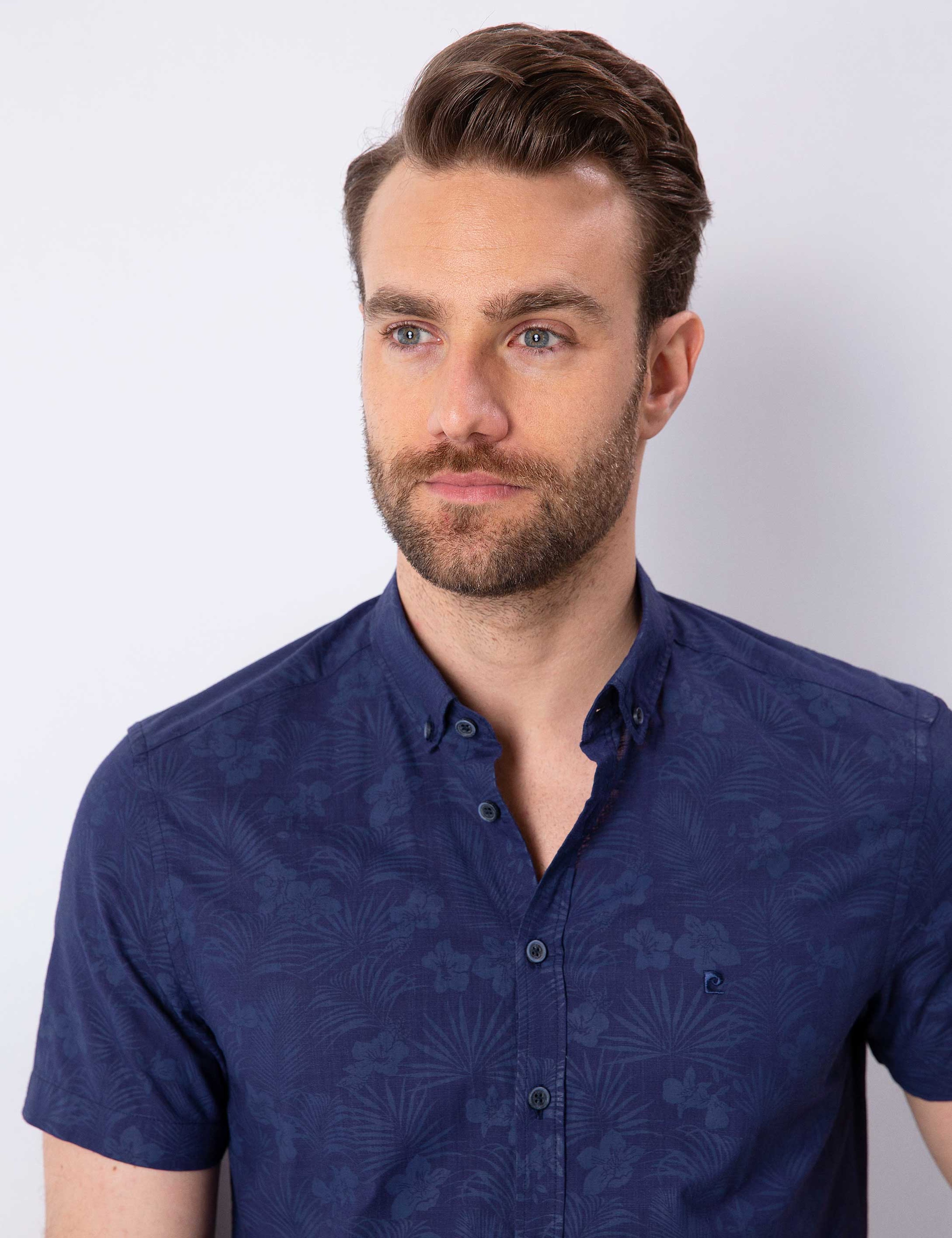 Lacivert Slim Fit Kısa Kollu Gömlek - Image 2