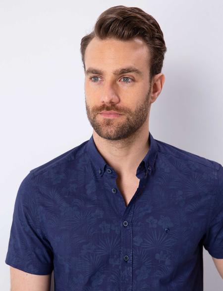 Lacivert Slim Fit Kısa Kollu Gömlek - 50205887008