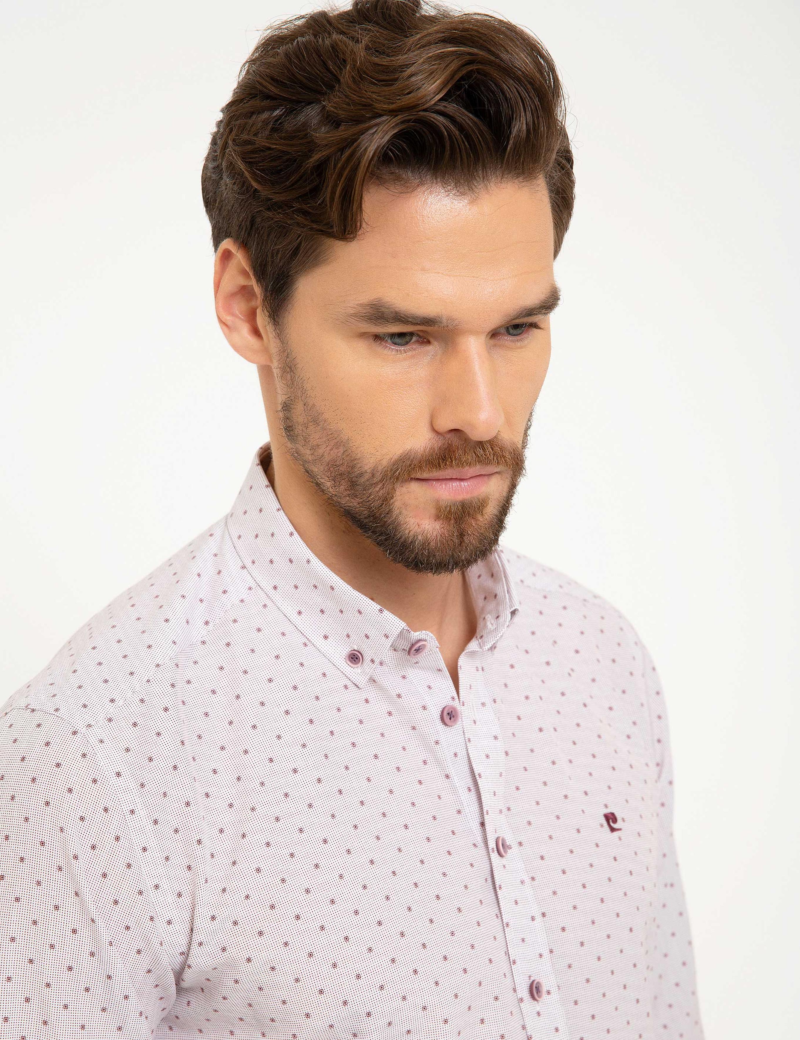 Bordo Slim Fit Uzun Kollu Gömlek