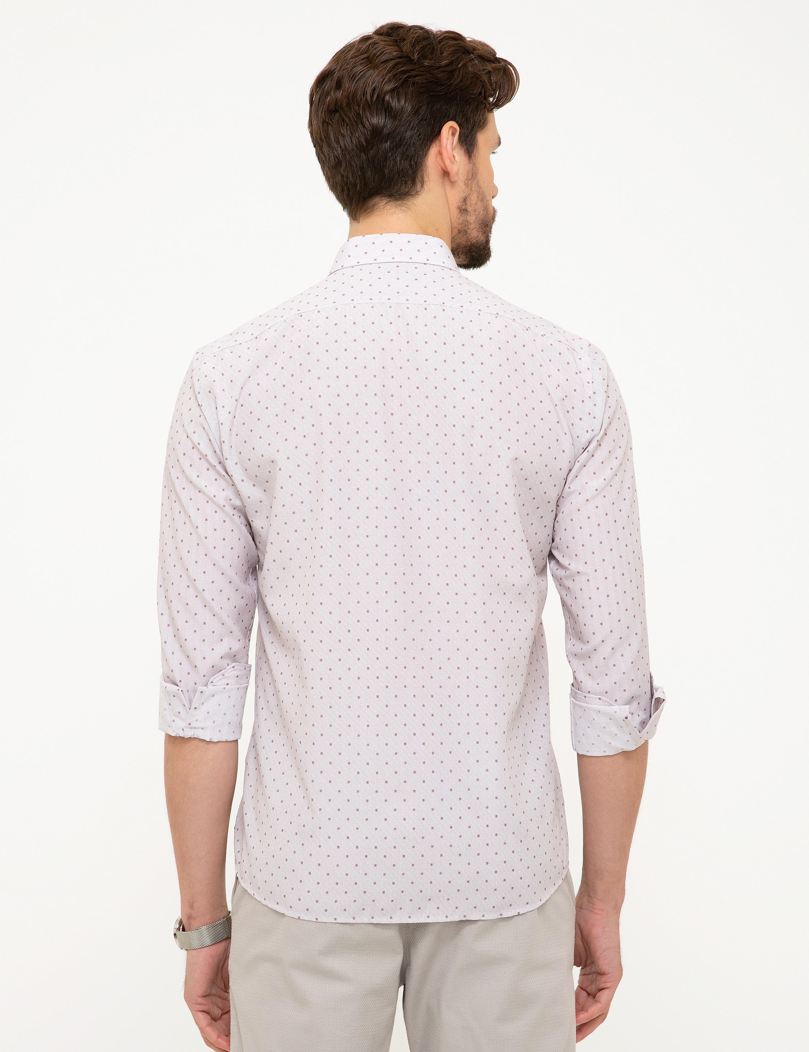 Bordo Slim Fit Uzun Kollu Gömlek