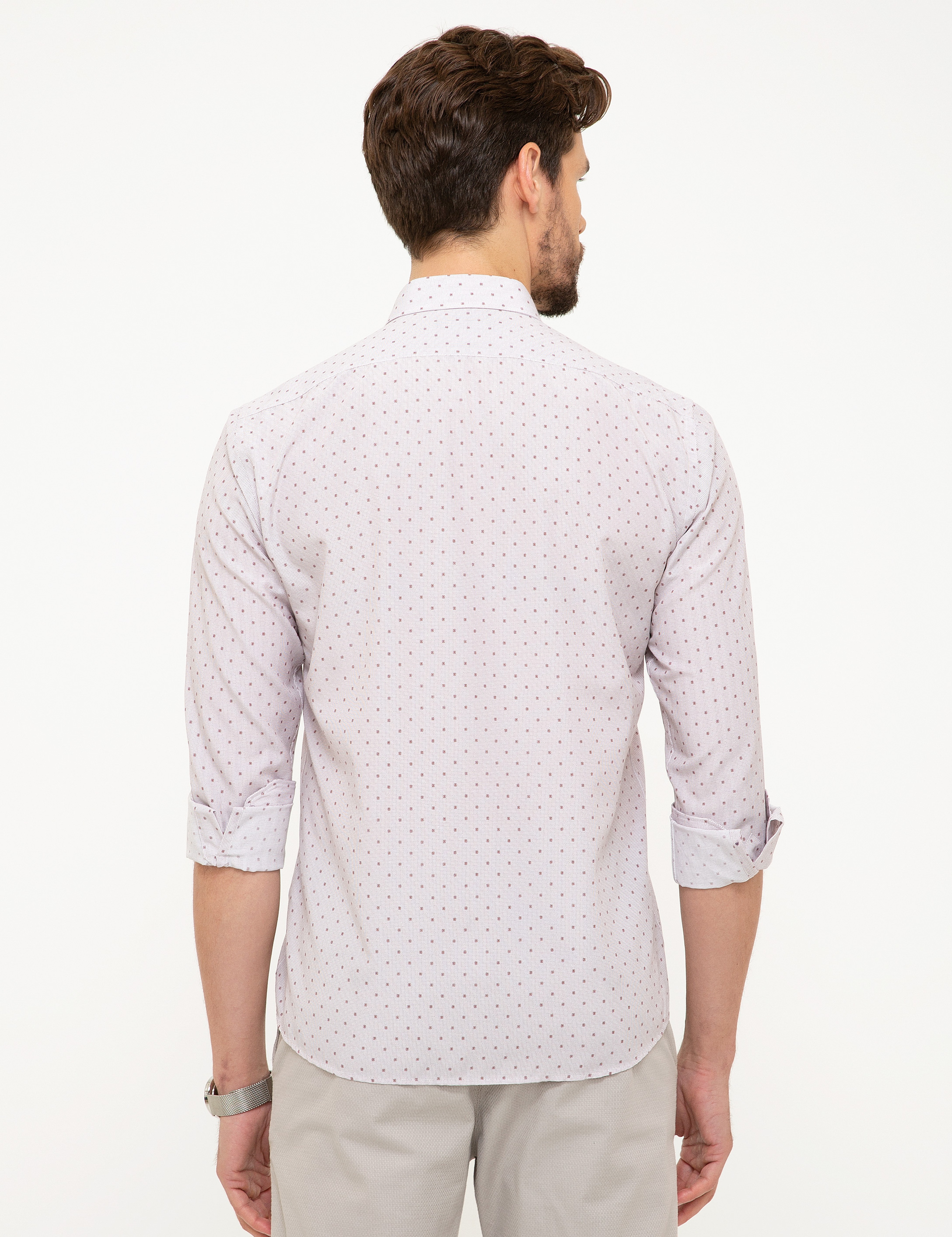 Bordo Slim Fit Uzun Kollu Gömlek - Image 3