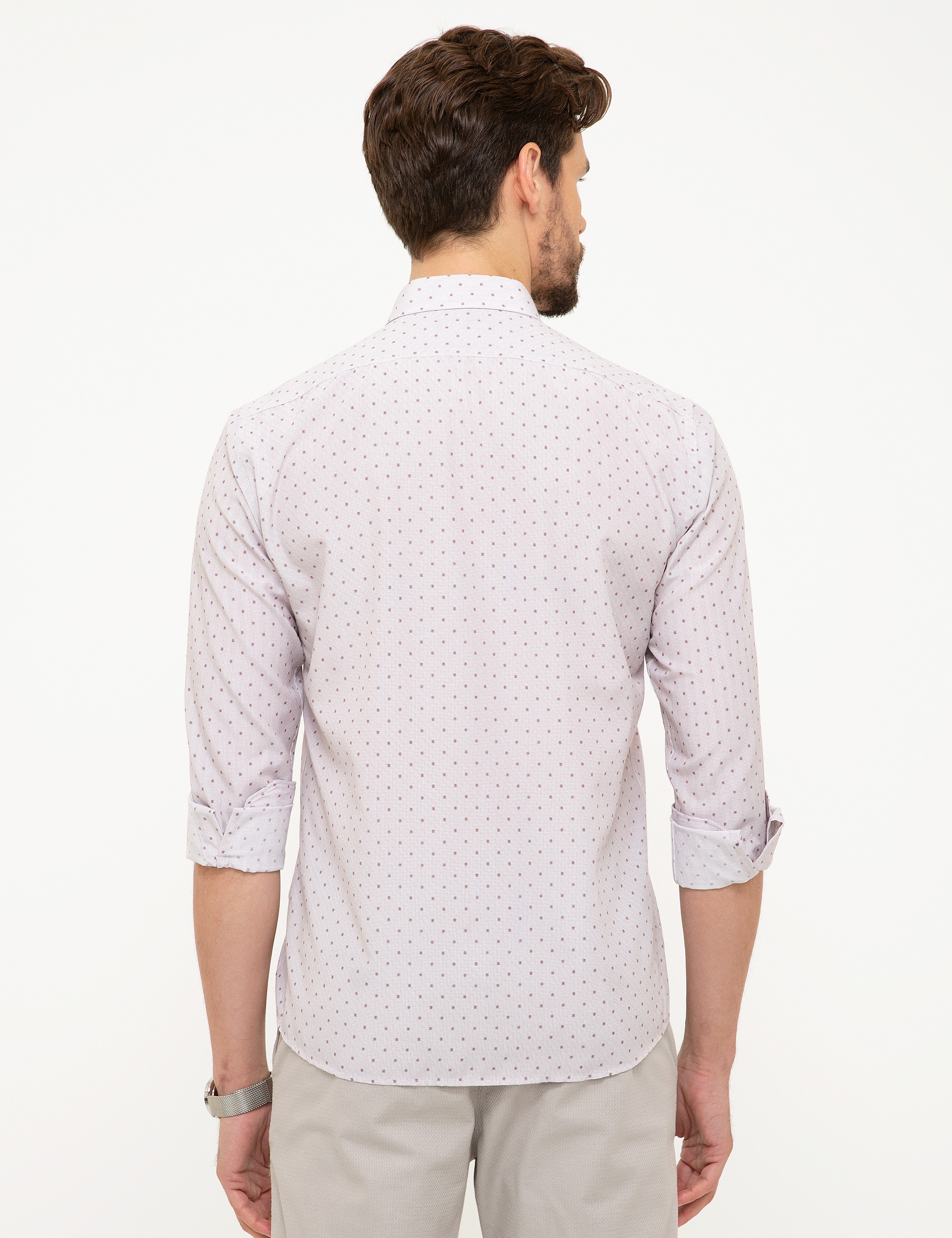 Bordo Slim Fit Uzun Kollu Gömlek