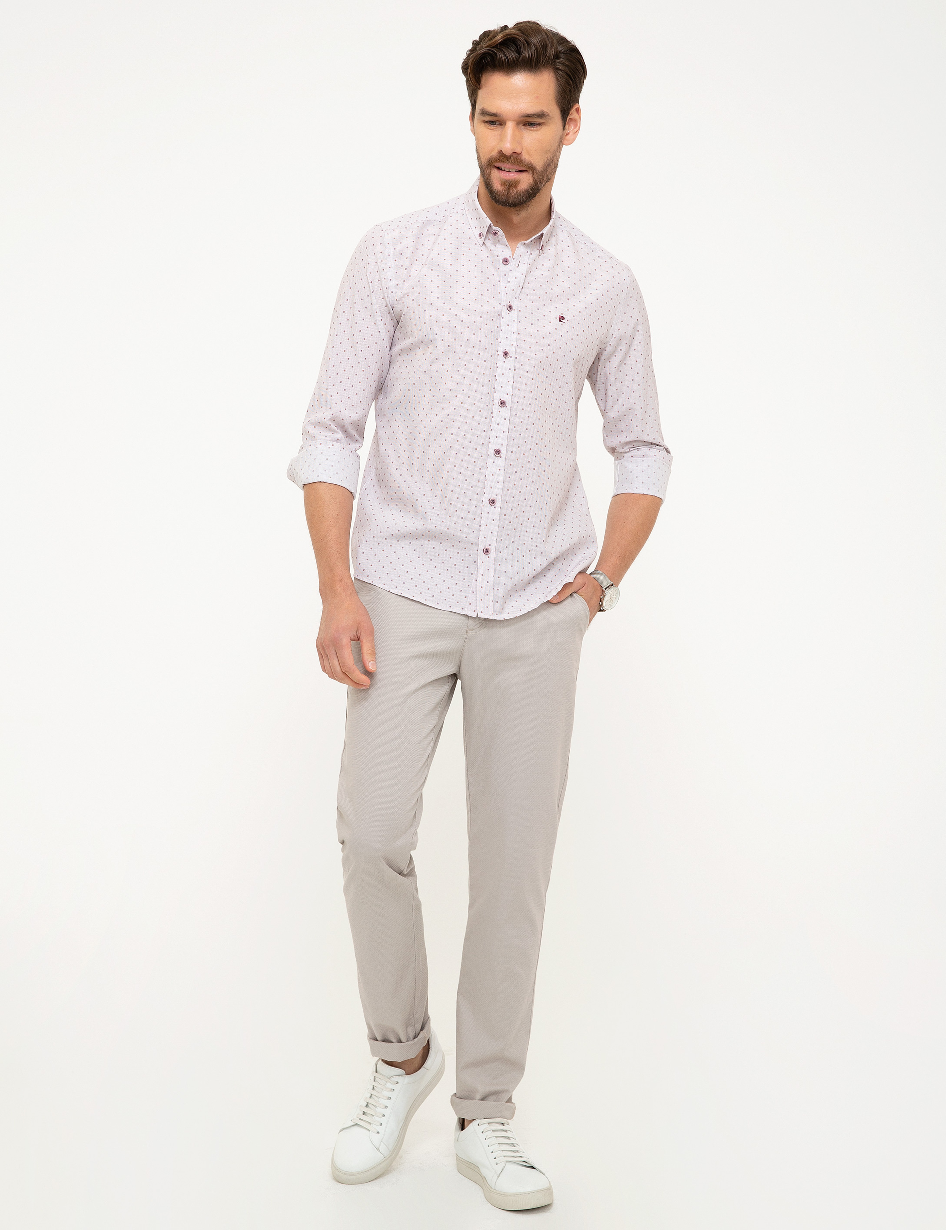 Bordo Slim Fit Uzun Kollu Gömlek