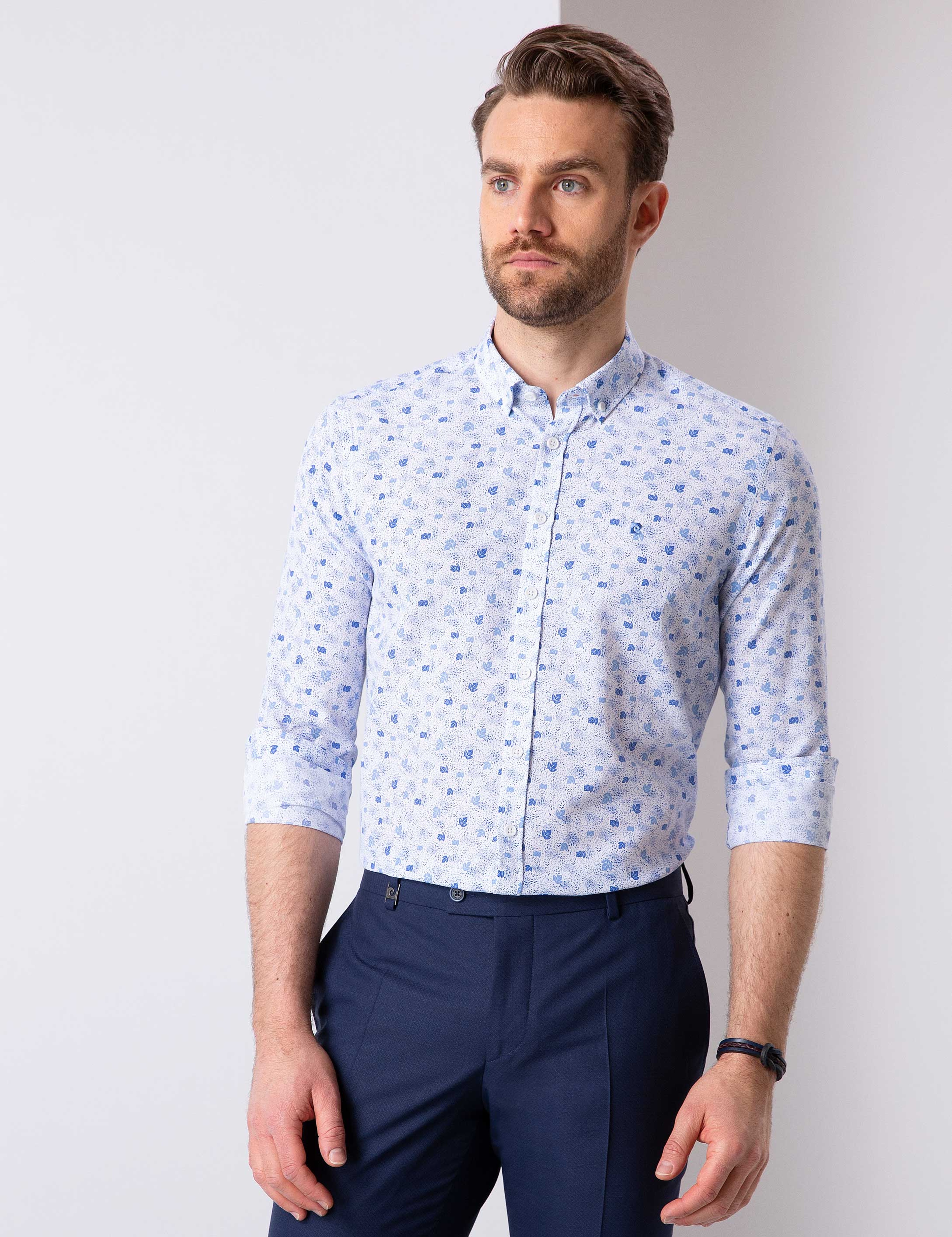 Mavi Slim Fit Uzun Kollu Gömlek - Image 1