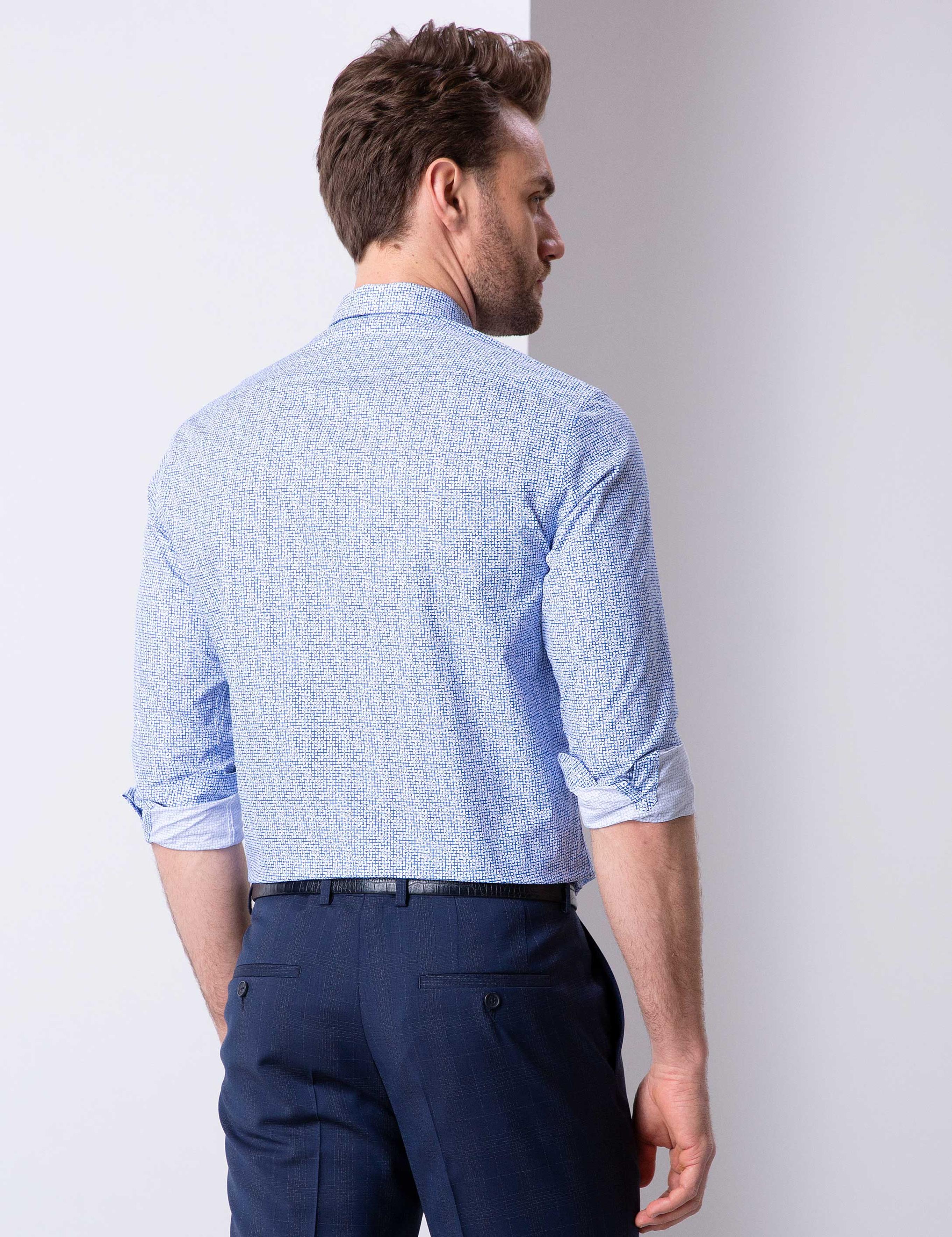 Mavi Slim Fit Uzun Kollu Gömlek