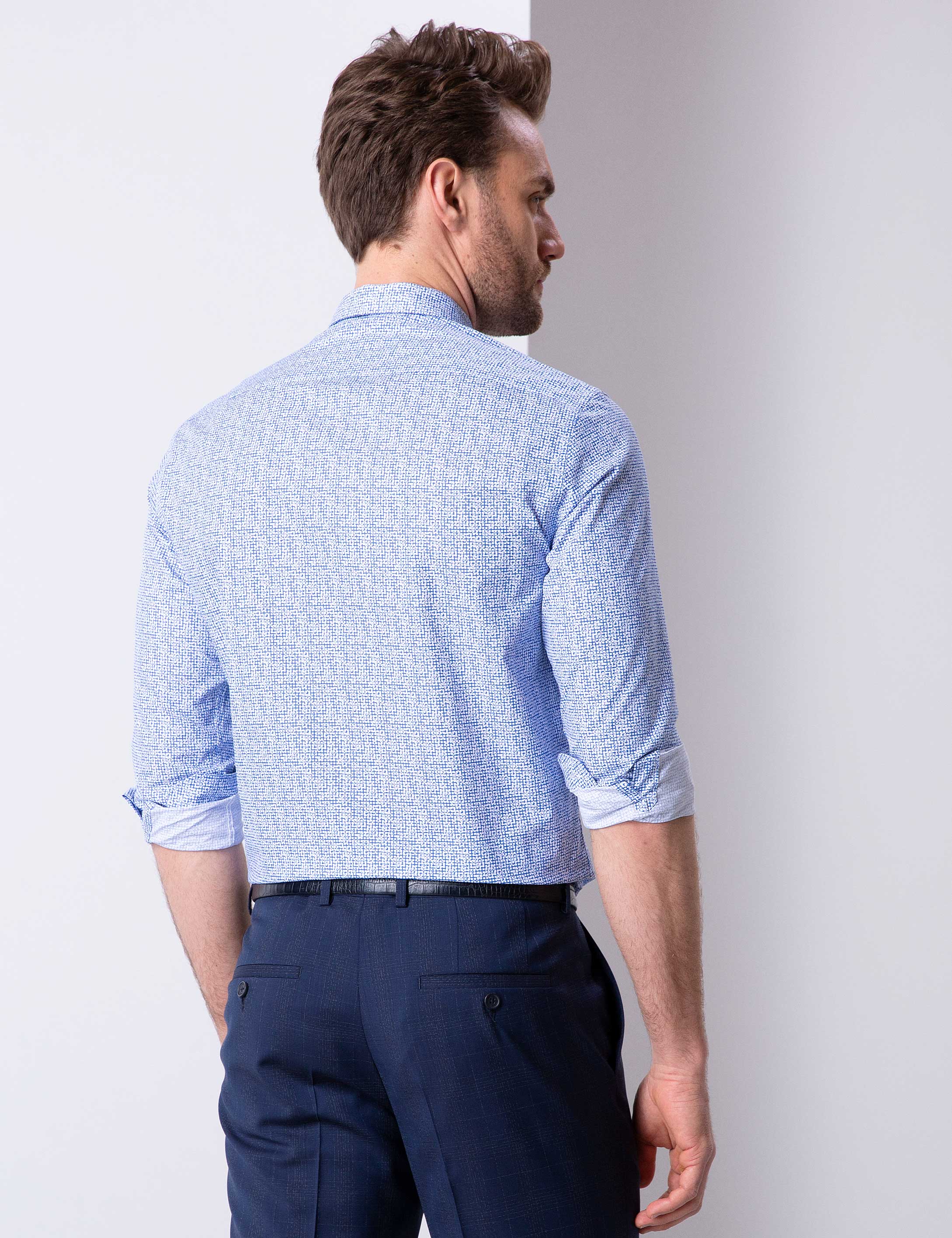 Mavi Slim Fit Uzun Kollu Gömlek - Image 3