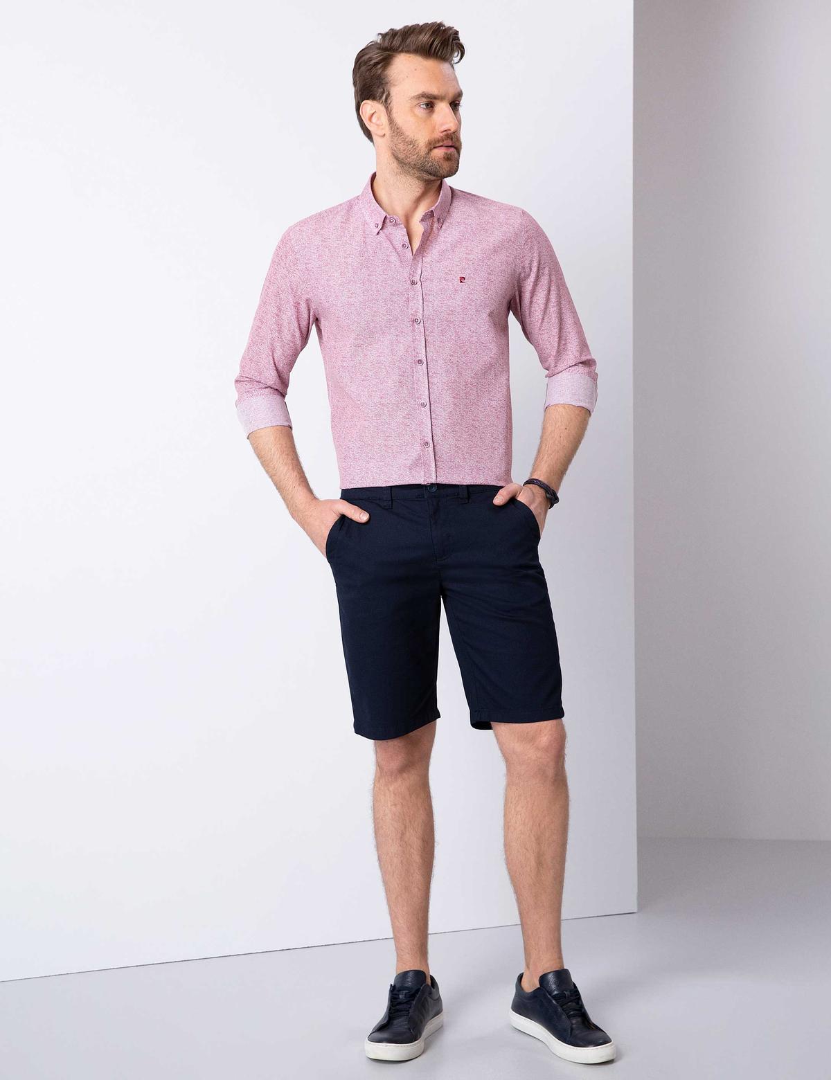 Bordo Slim Fit Uzun Kollu Gömlek - 50205898019