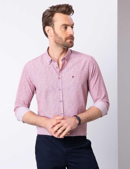 Bordo Slim Fit Uzun Kollu Gömlek - 50205898019