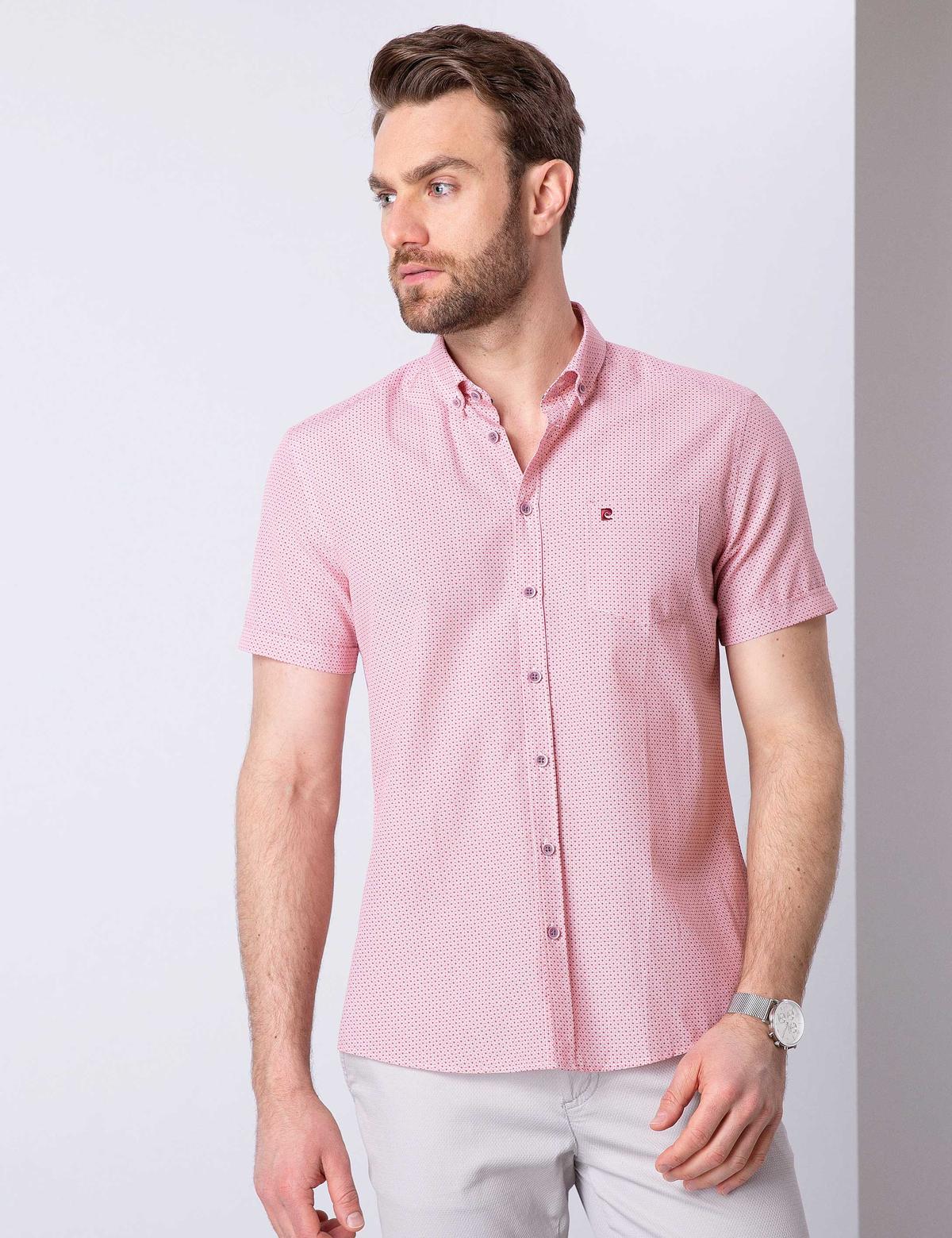 Bordo Regular Fit Kısa Kollu Gömlek