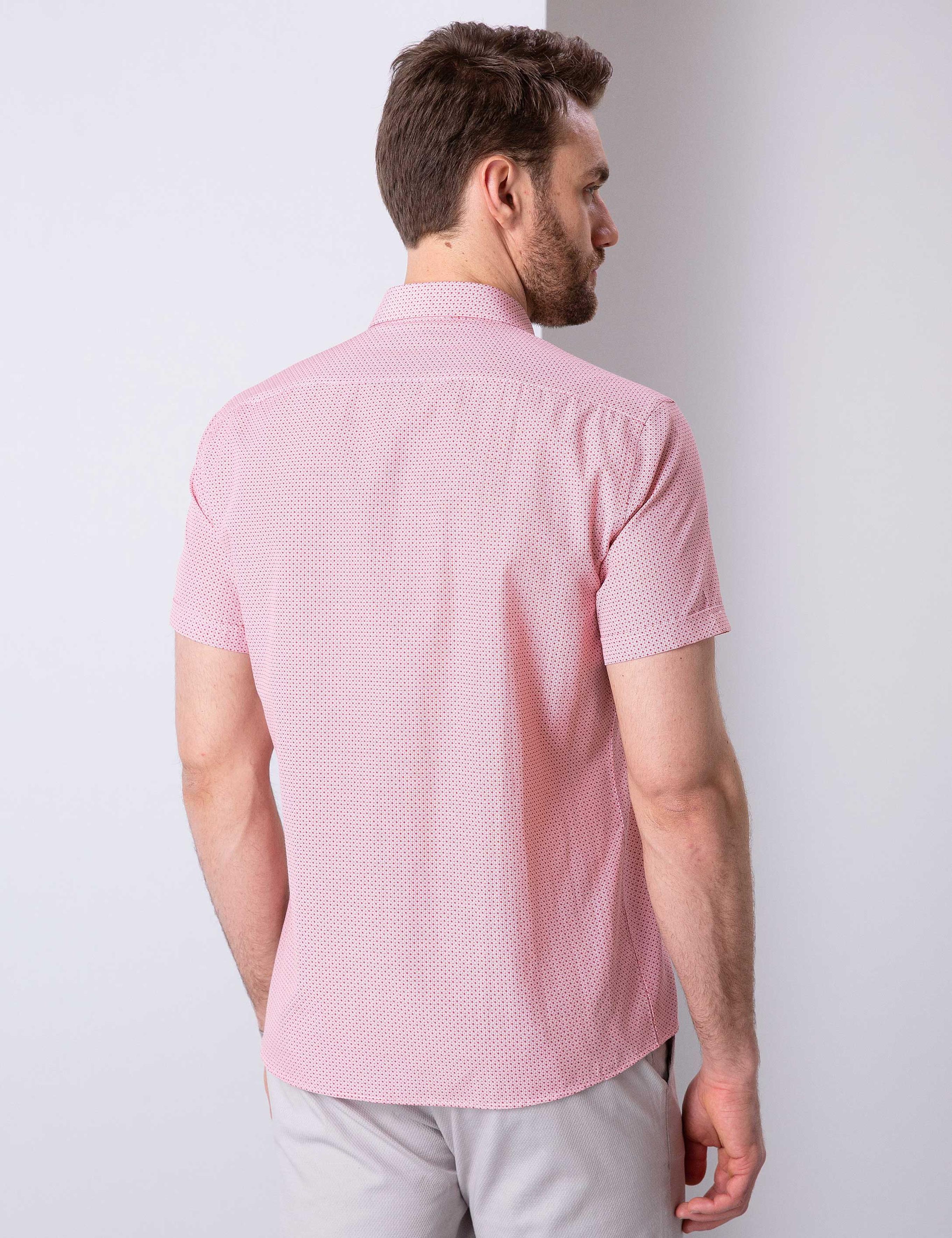 Bordo Regular Fit Kısa Kollu Gömlek