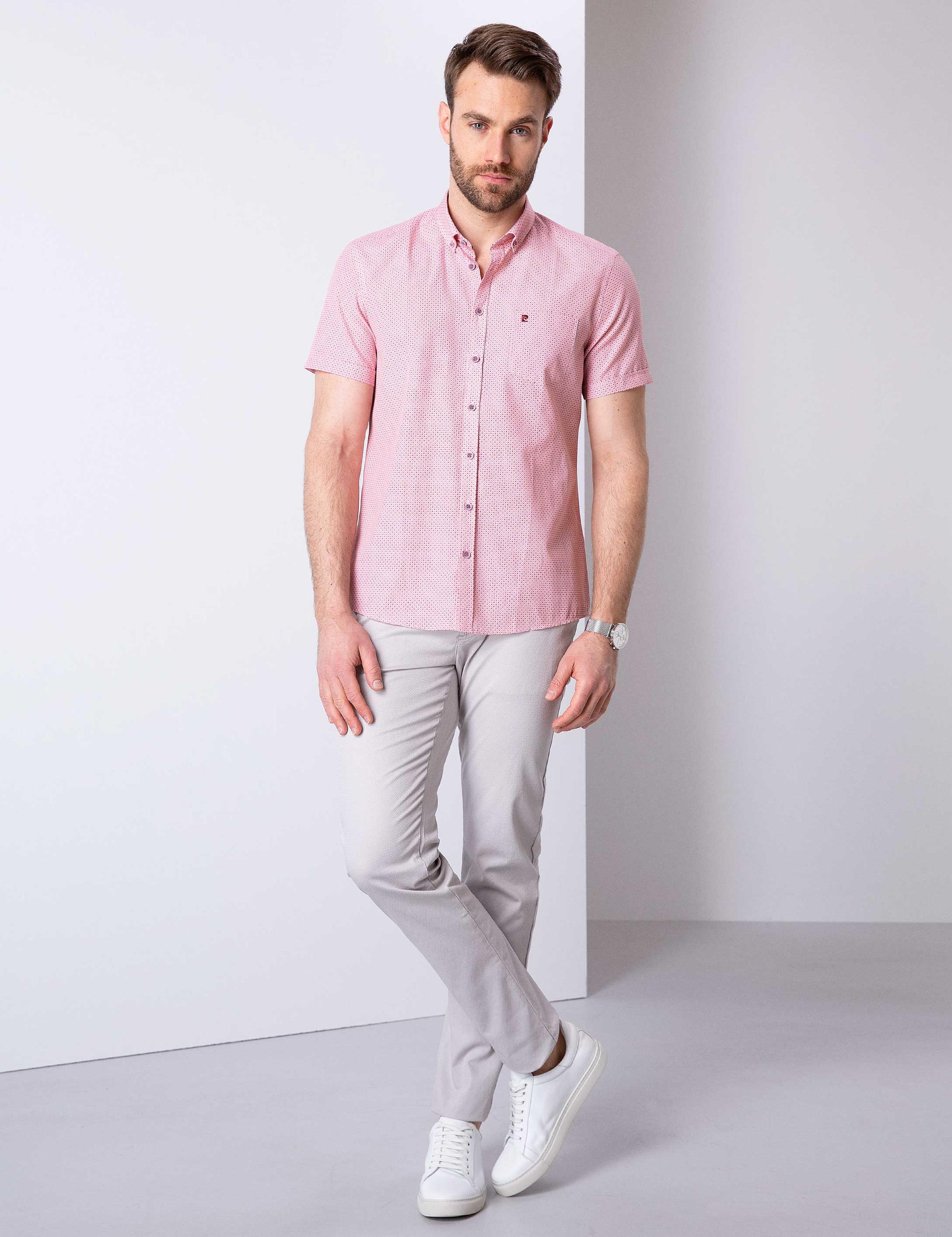 Bordo Regular Fit Kısa Kollu Gömlek