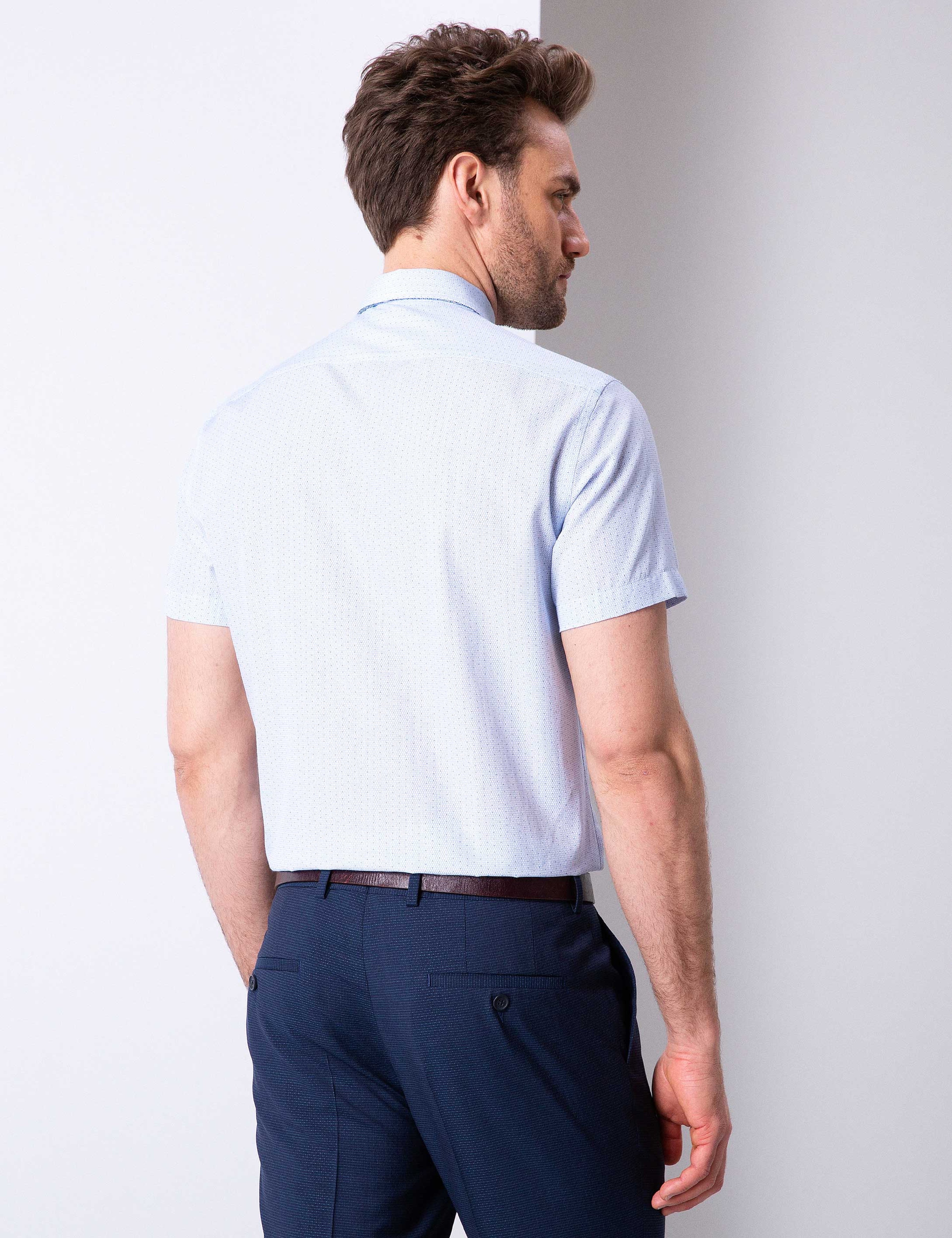 Mavi Regular Fit Kısa Kollu Gömlek - Image 3