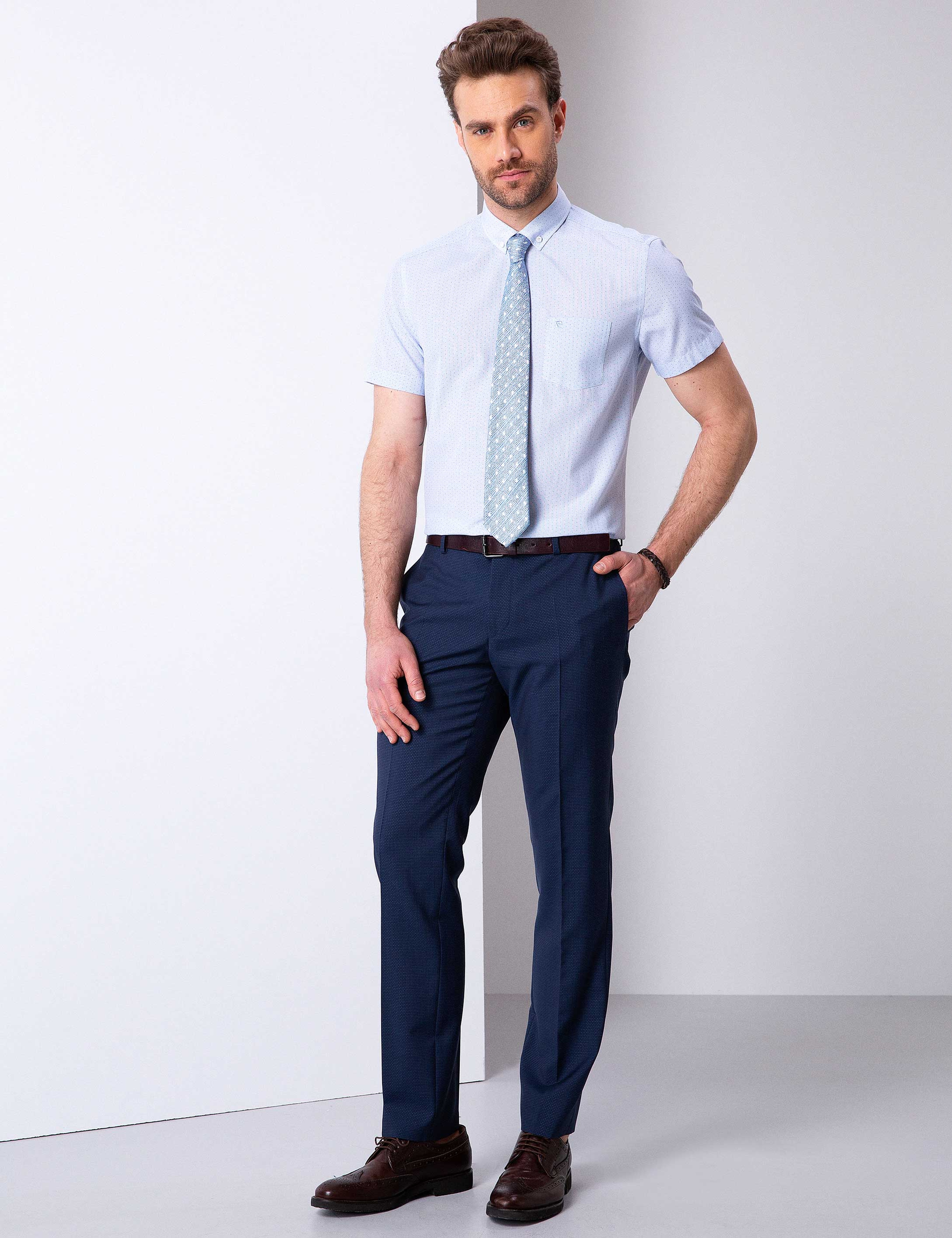 Mavi Regular Fit Kısa Kollu Gömlek - Image 2