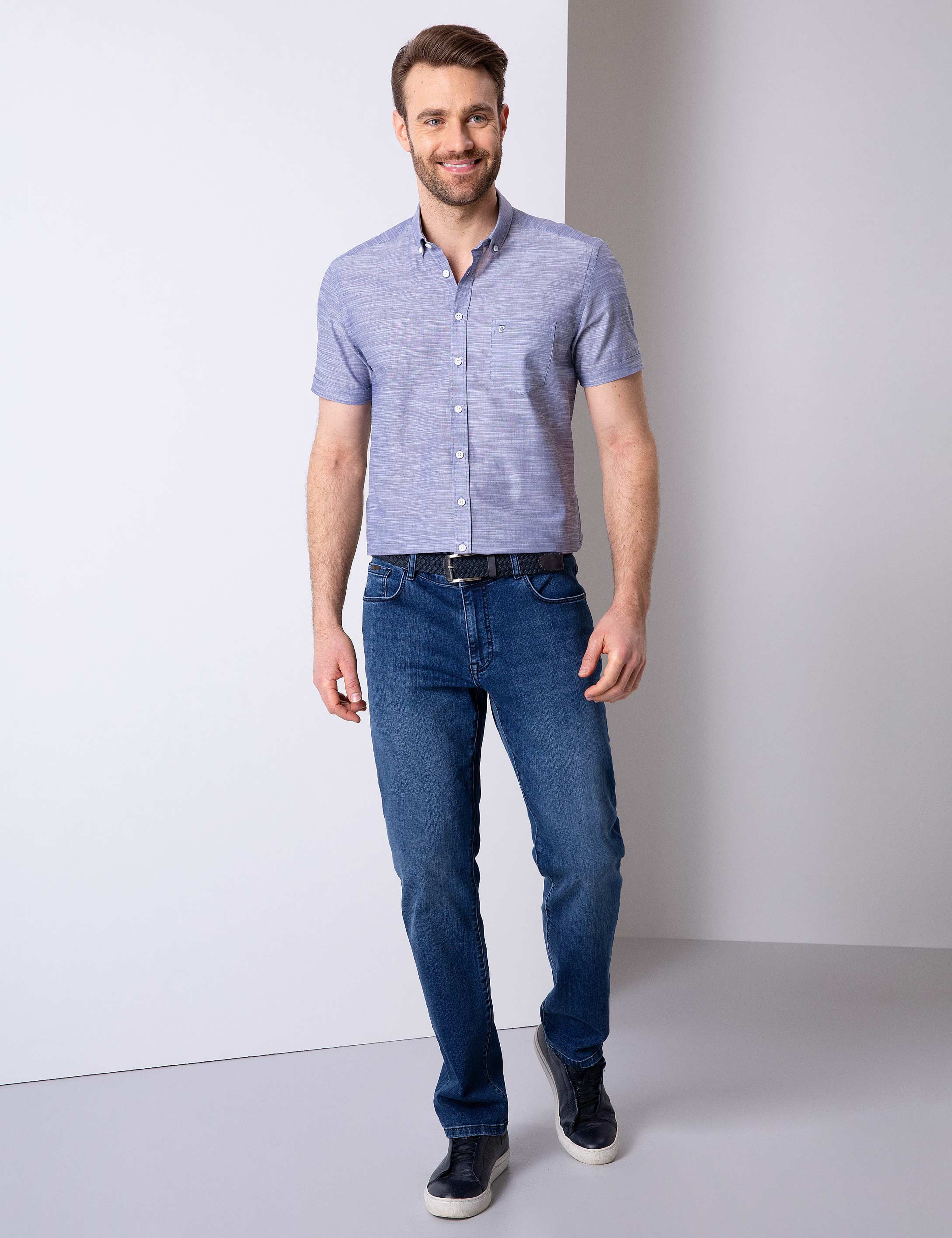 Lacivert Regular Fit Kısa Kollu Gömlek