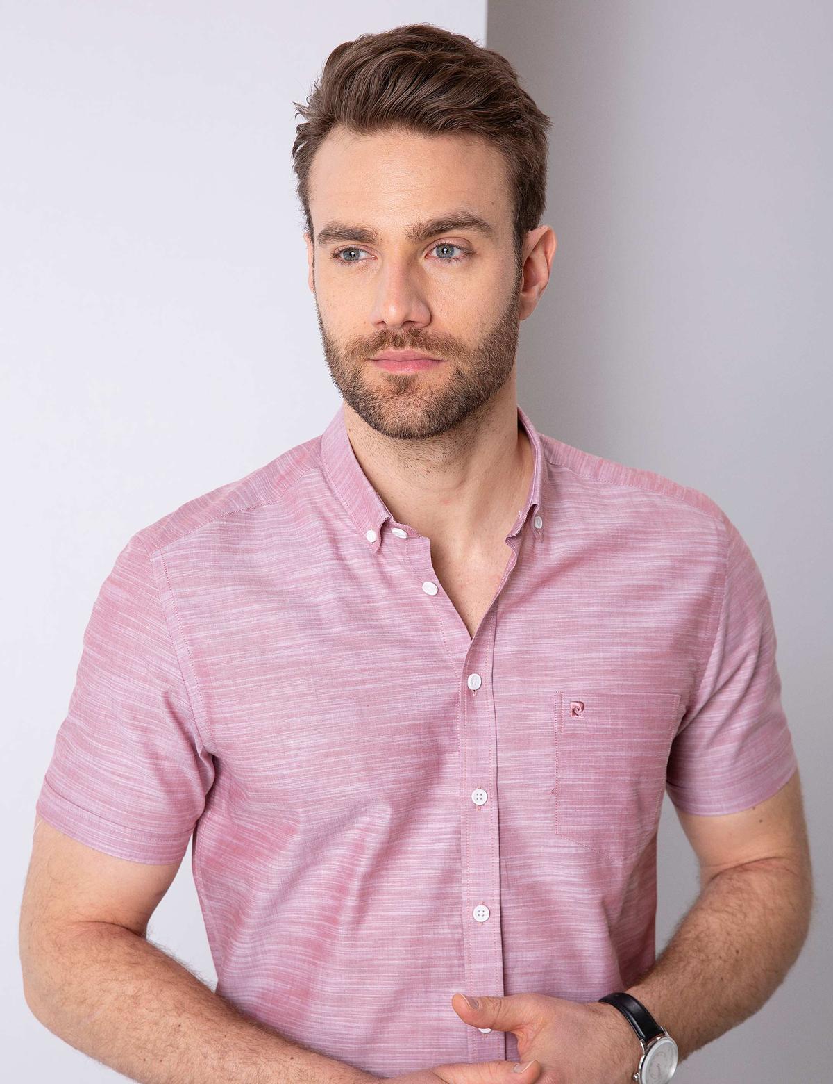 Pembe Regular Fit Kısa Kollu Gömlek