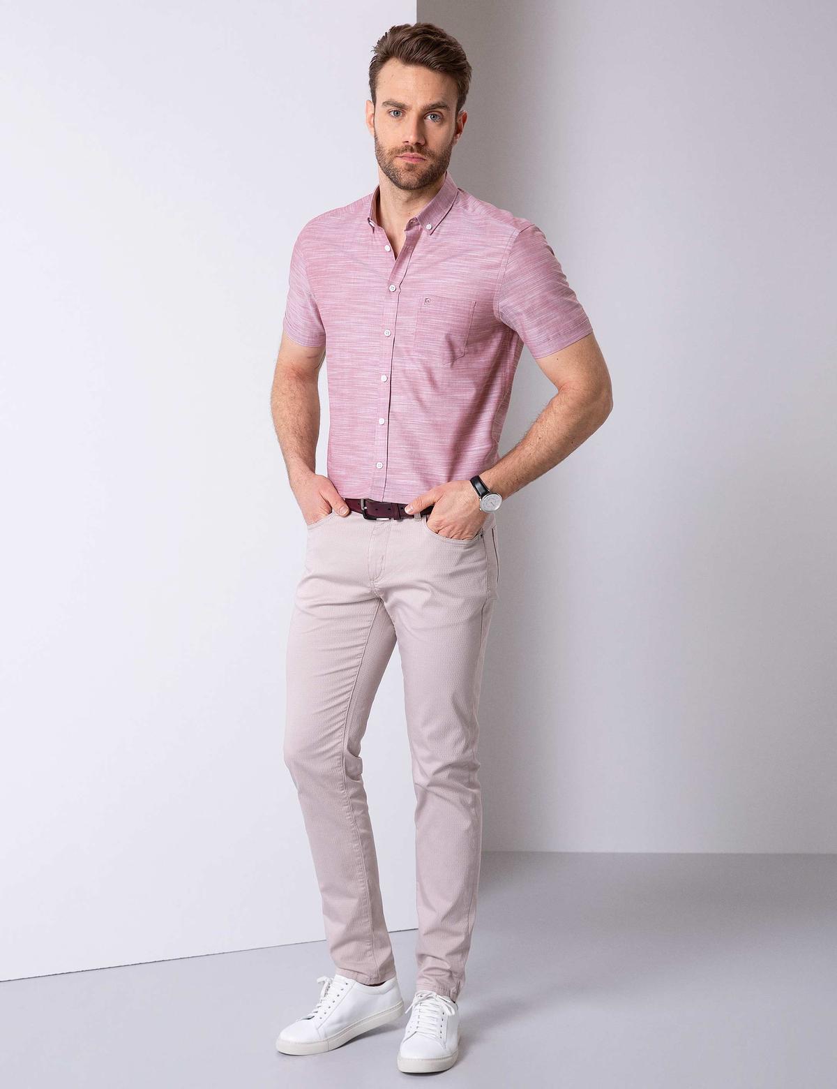 Pembe Regular Fit Kısa Kollu Gömlek - 50205905034