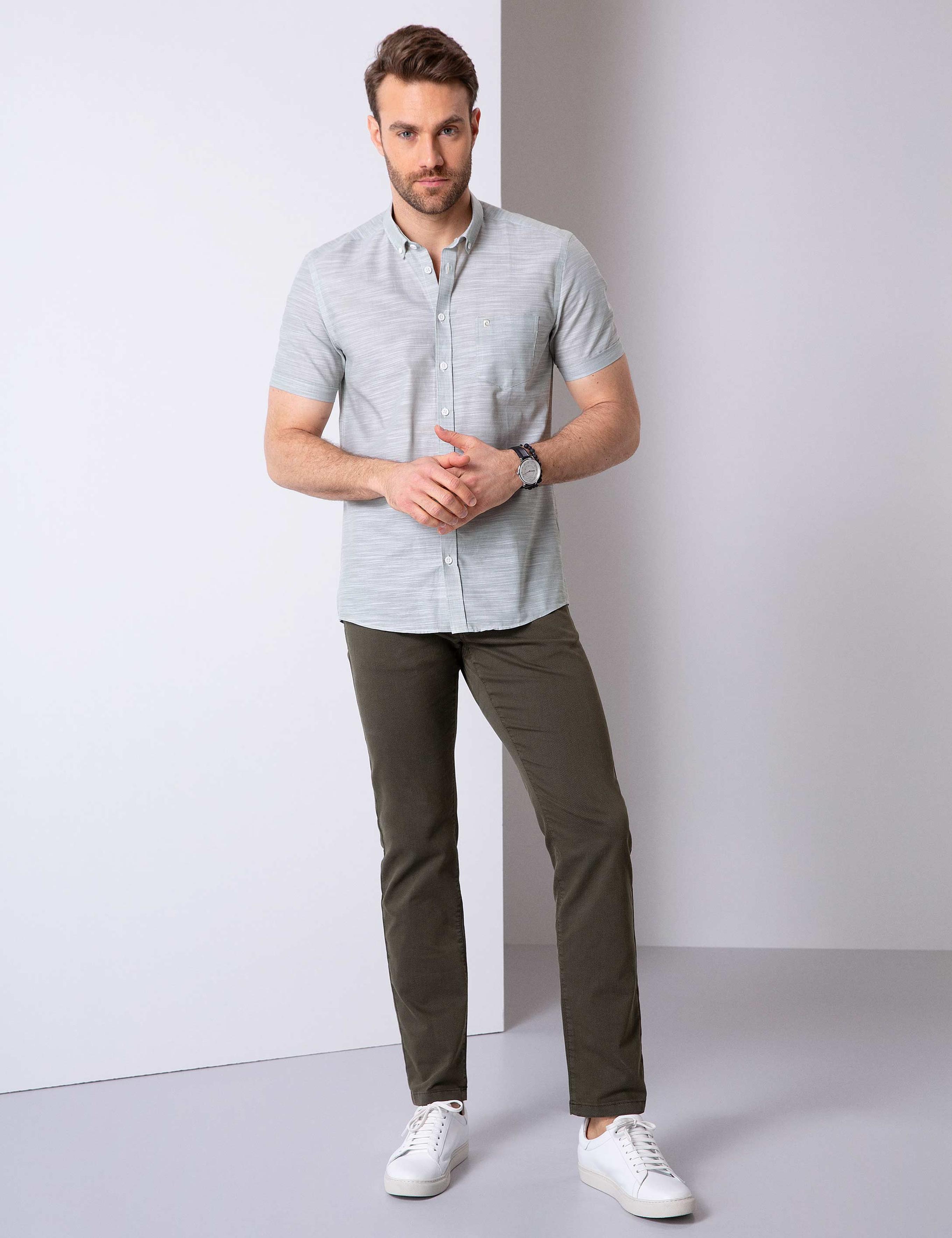 Yeşil Regular Fit Kısa Kollu Gömlek