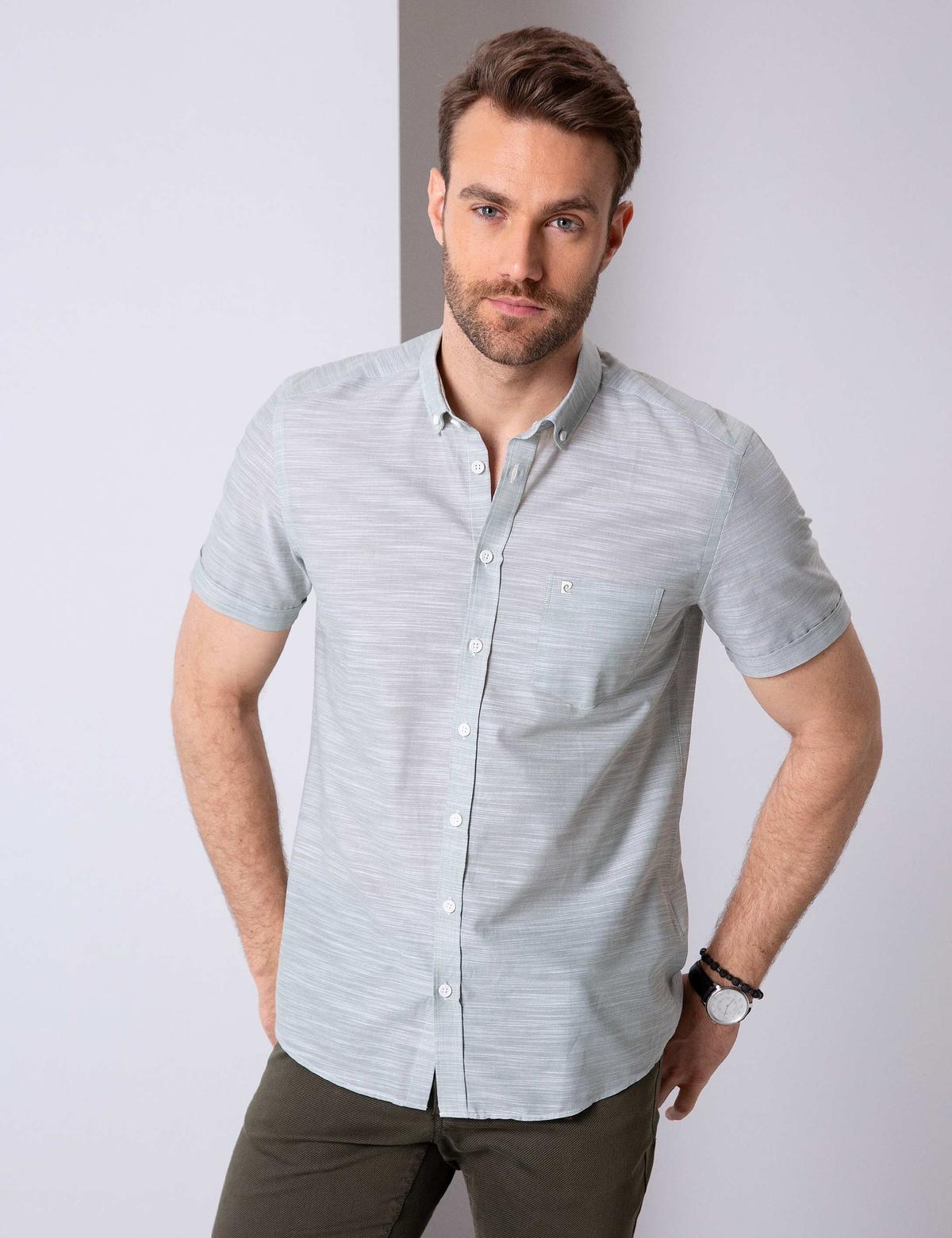 Yeşil Regular Fit Kısa Kollu Gömlek