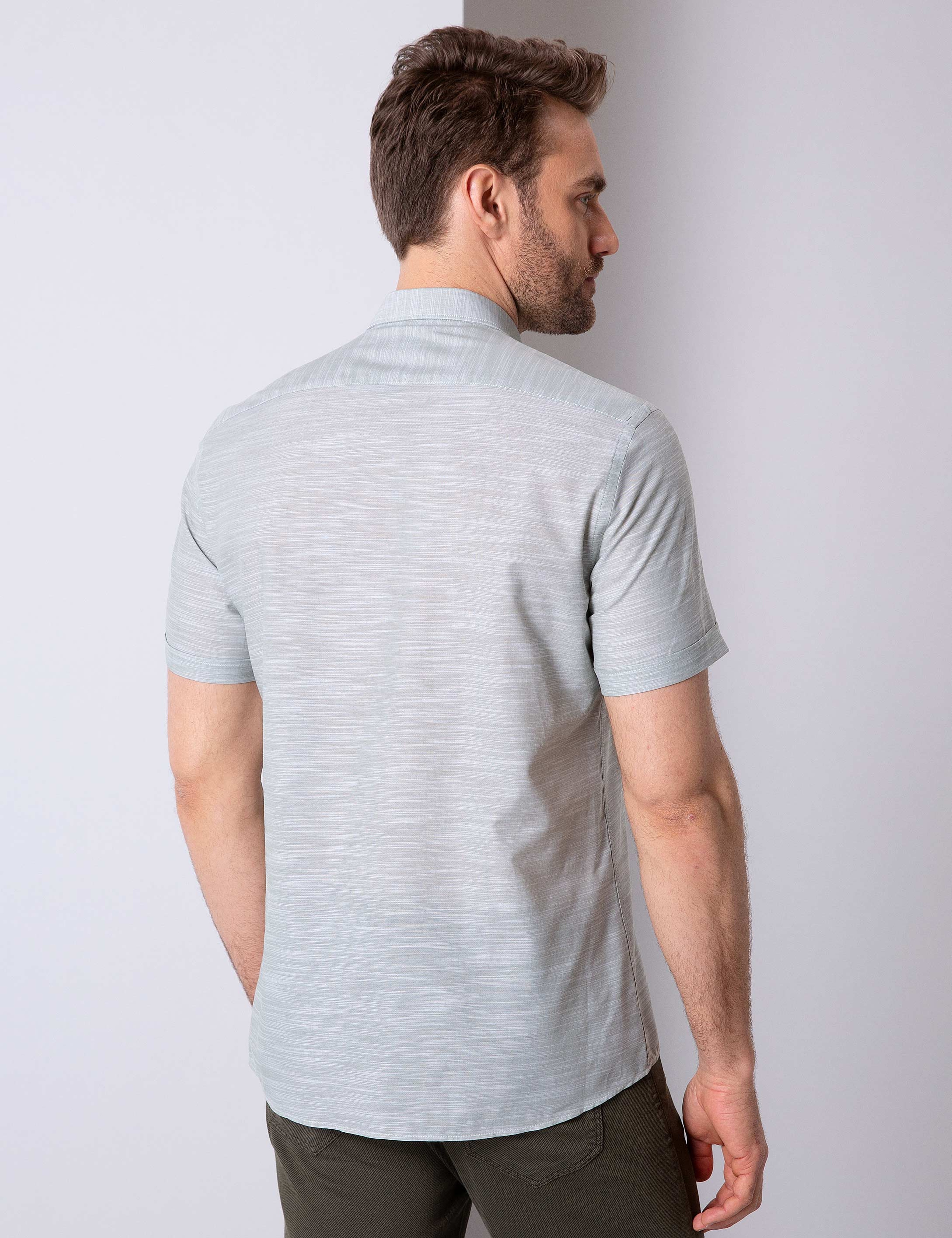 Yeşil Regular Fit Kısa Kollu Gömlek - Image 3