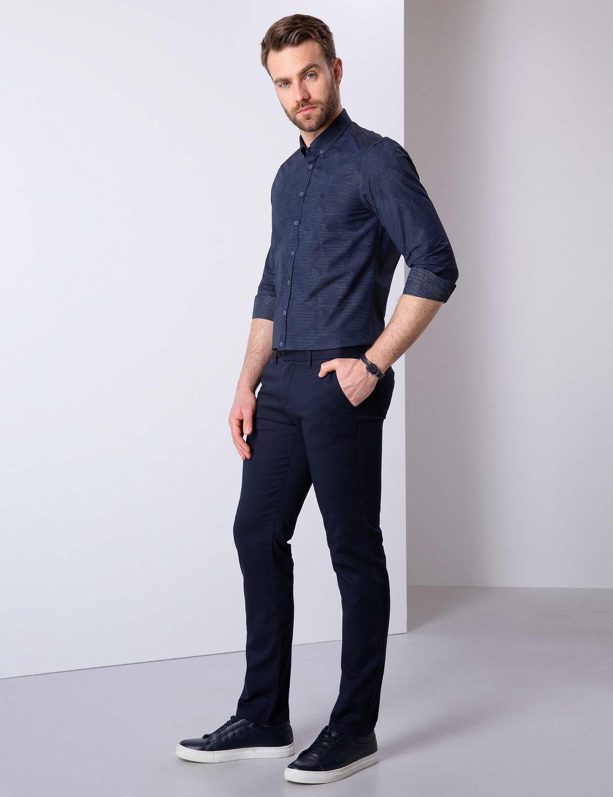 Lacivert Slim Fit Chino Pantolon - 50206154016