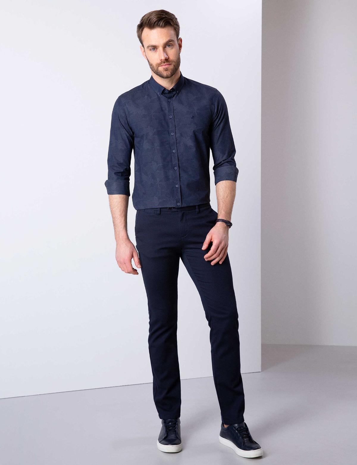 Lacivert Slim Fit Chino Pantolon