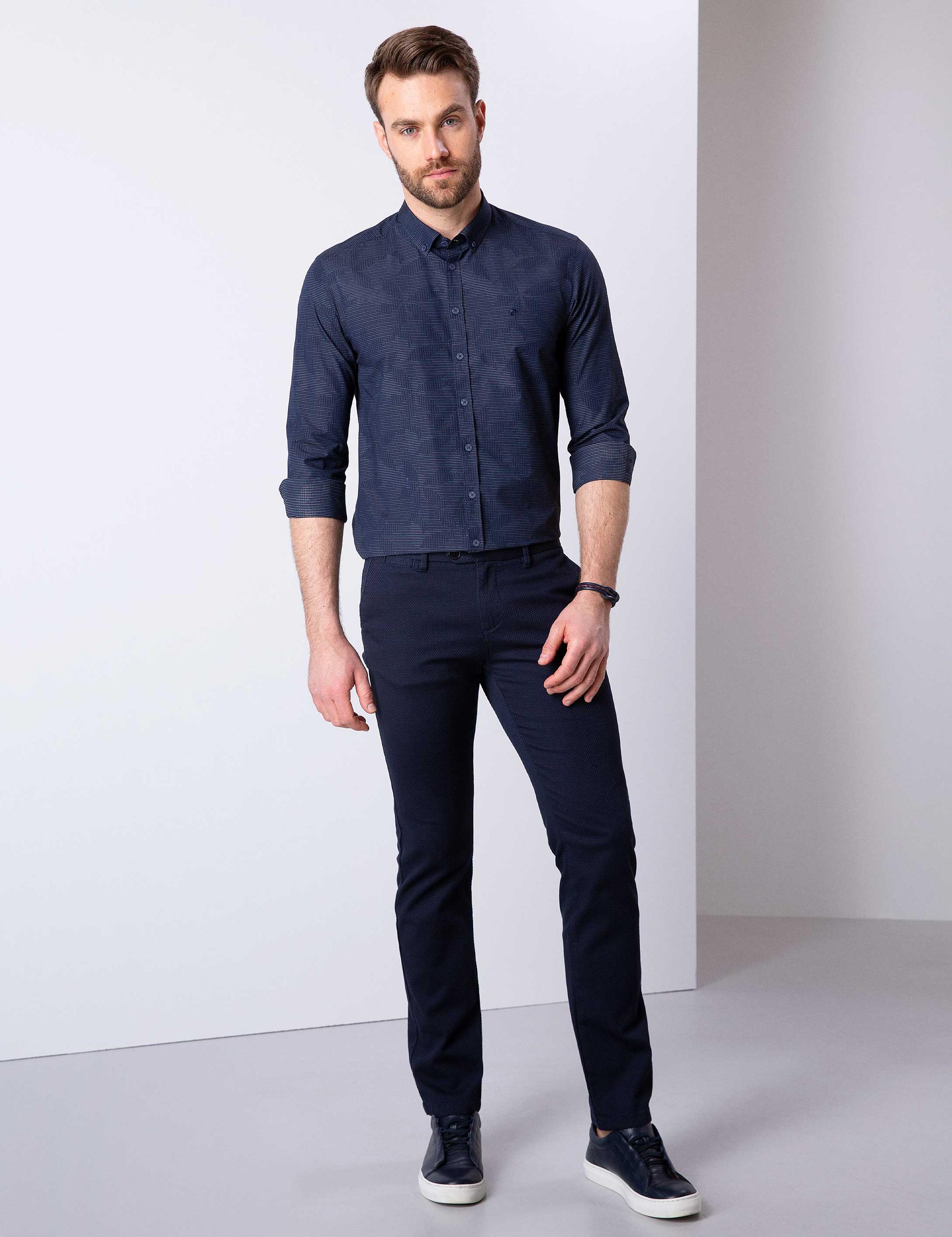 Lacivert Slim Fit Chino Pantolon