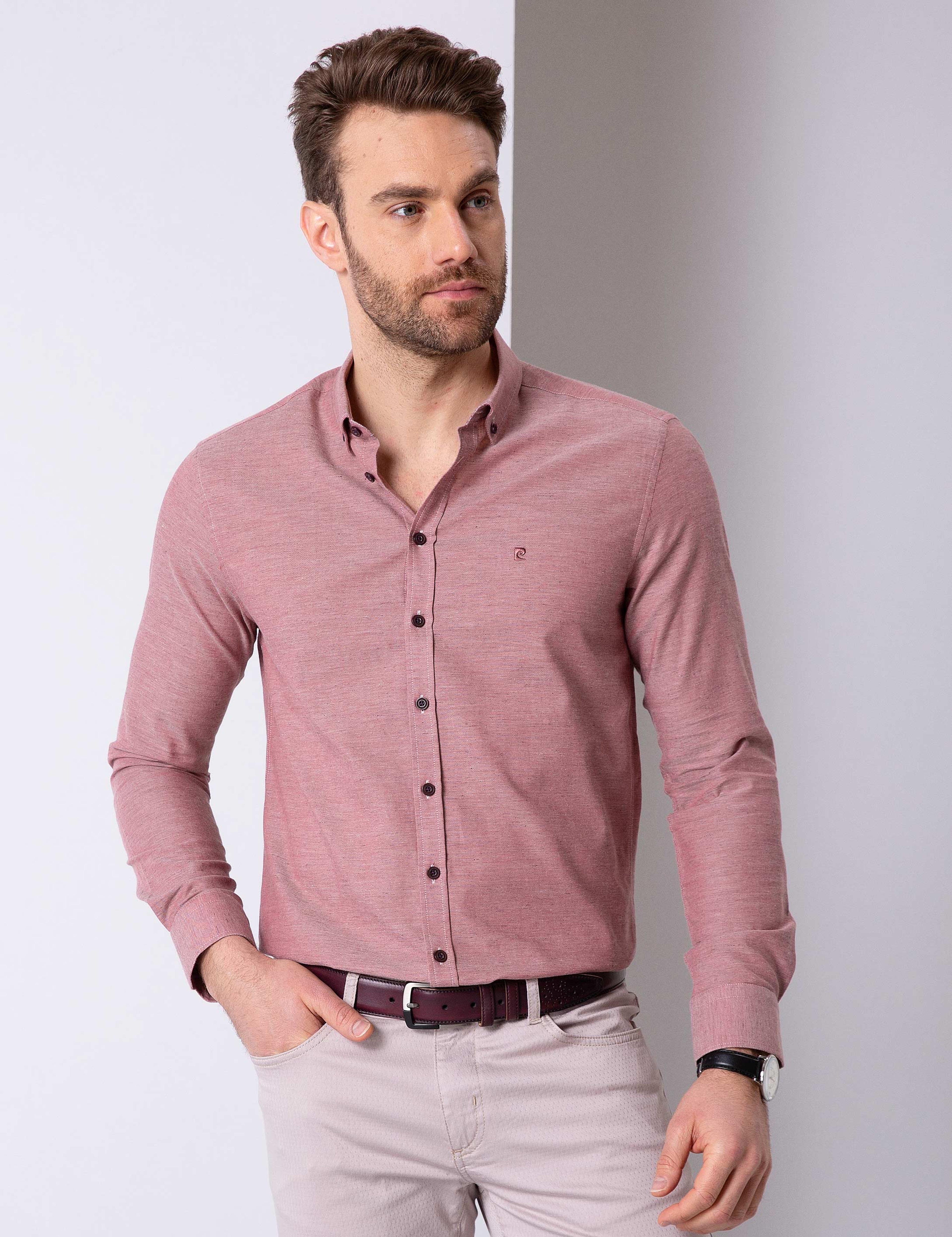 Çok Renkli Slim Fit Uzun Kollu Gömlek - Image 1