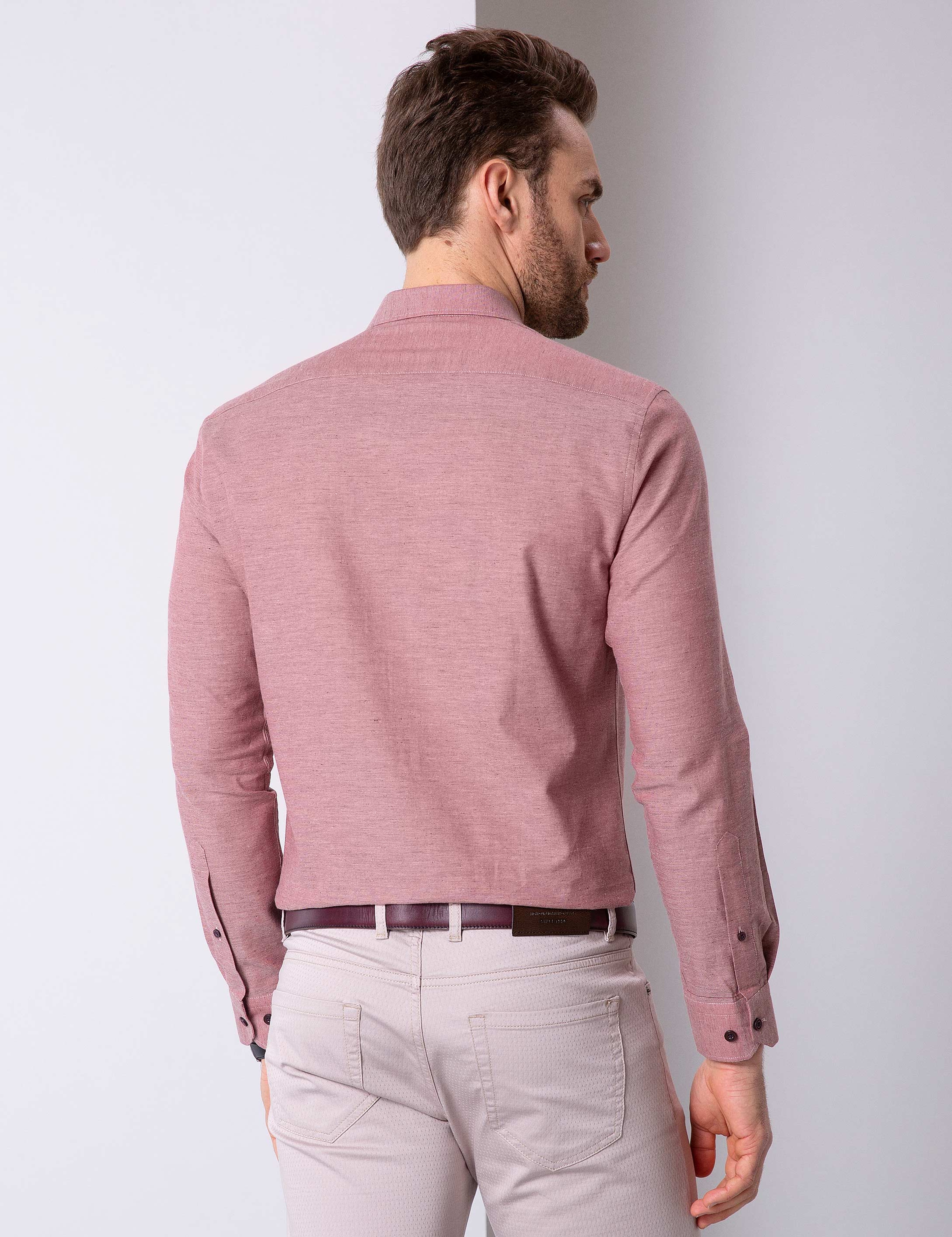 Çok Renkli Slim Fit Uzun Kollu Gömlek - Image 4