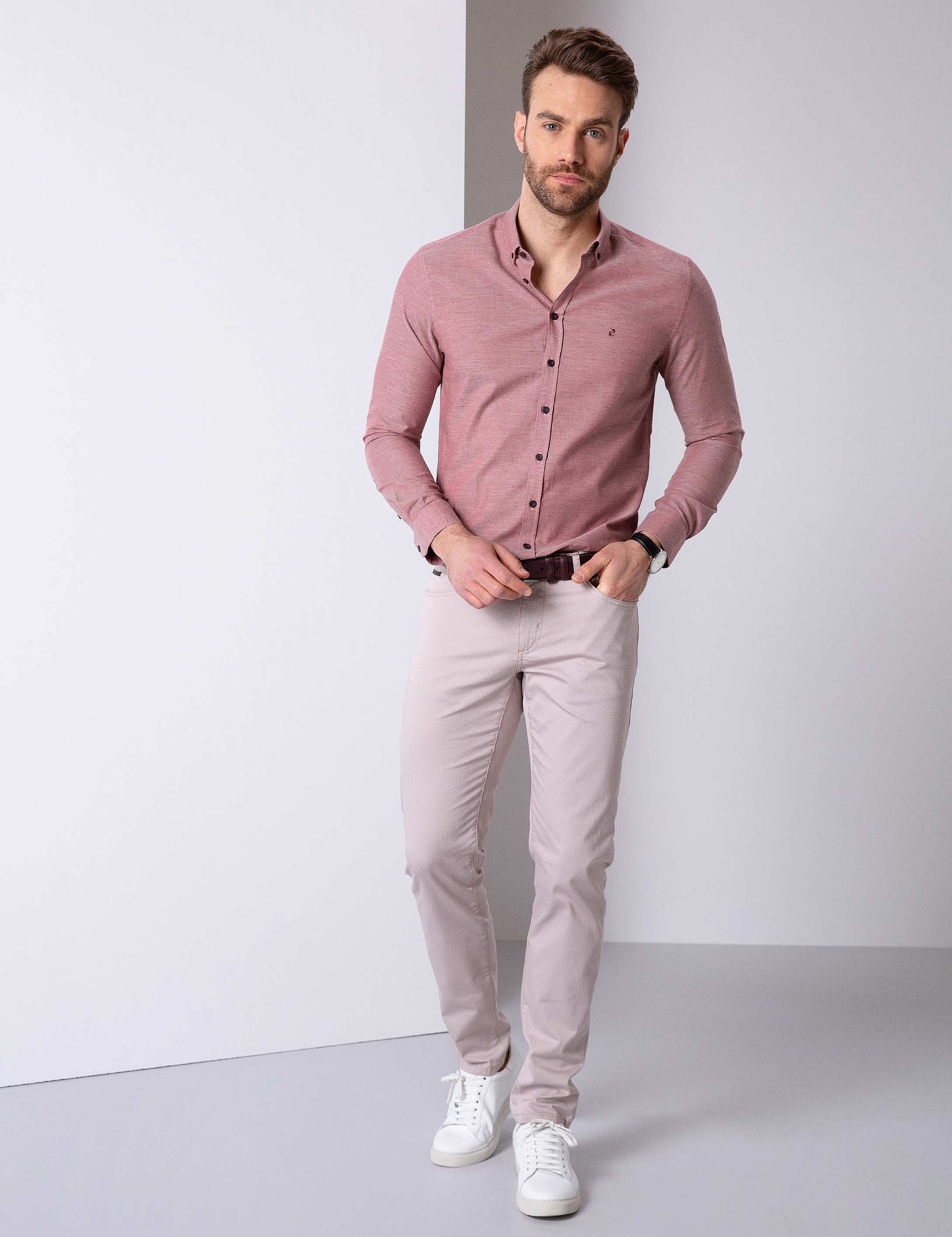 Çok Renkli Slim Fit Uzun Kollu Gömlek - Image 3