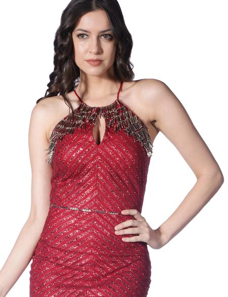 KIRMIZI Uzun Abiye Elbise - 50212966001