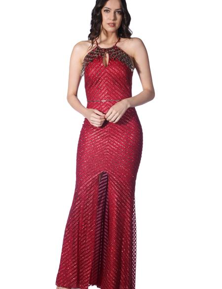 KIRMIZI Uzun Abiye Elbise - 50212966001