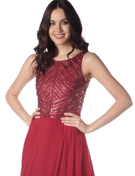 KIRMIZI Uzun Abiye Elbise - 50212981001