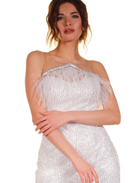 BEYAZ Balık Abiye Elbise - 50212985001
