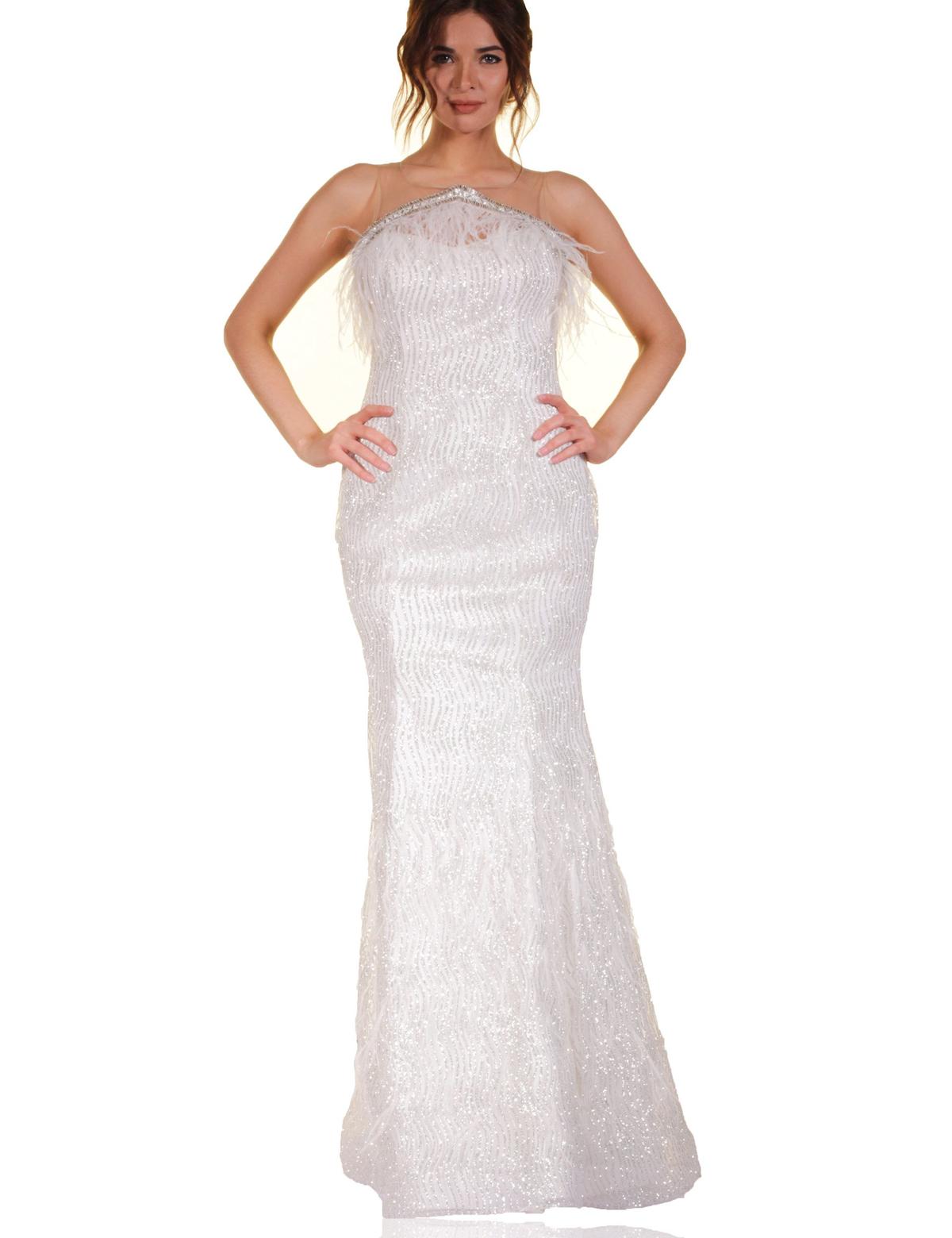 BEYAZ Balık Abiye Elbise