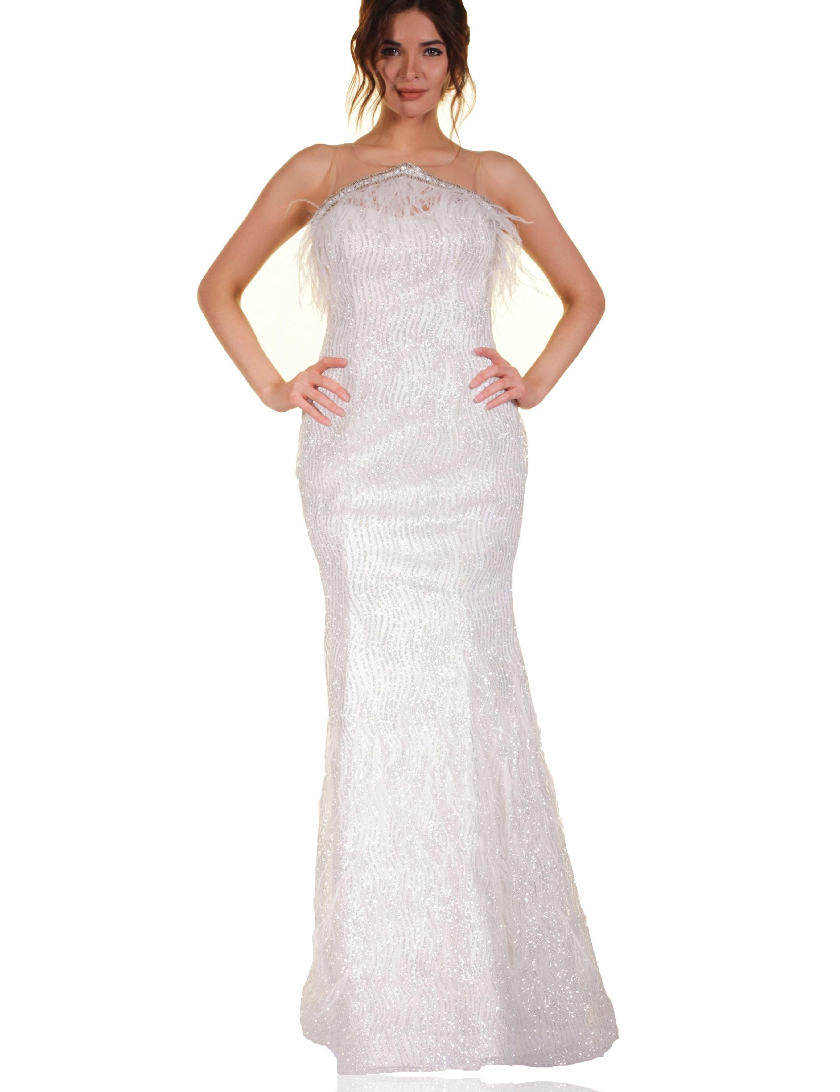 BEYAZ Balık Abiye Elbise