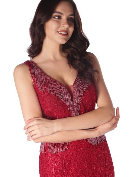 KIRMIZI Uzun Abiye Elbise - 50213002001