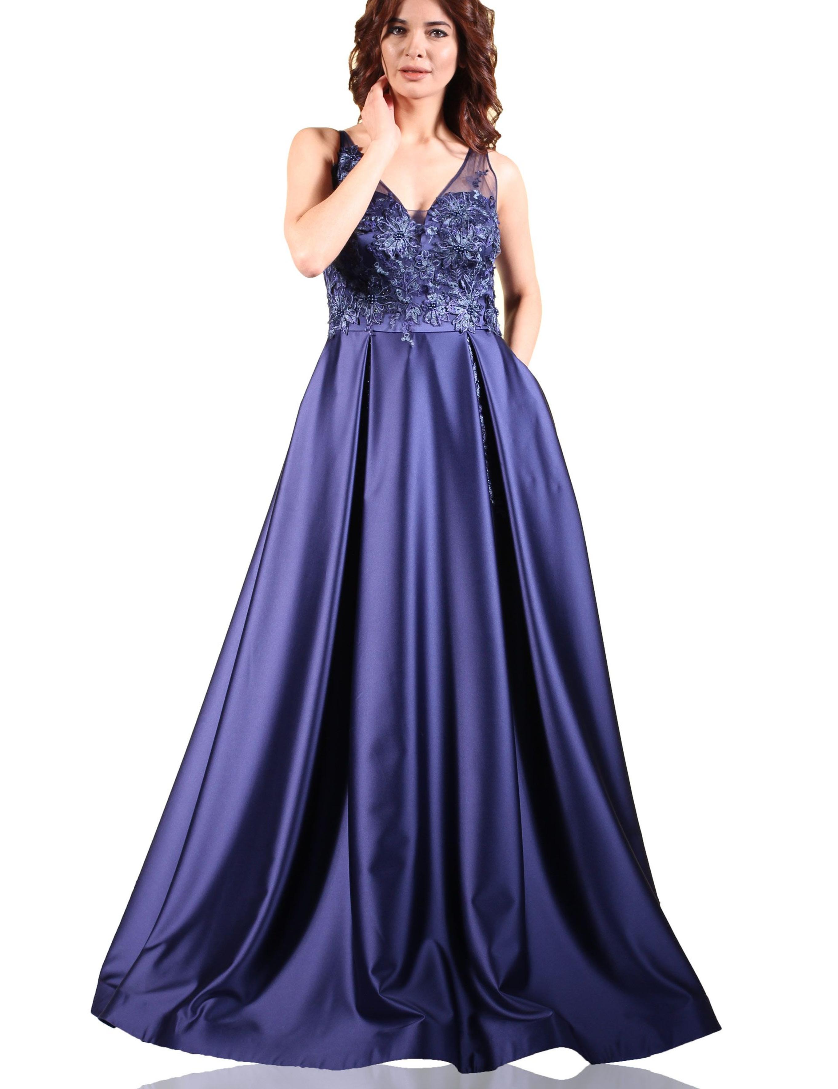 LACIVERT Prenses Abiye Elbise