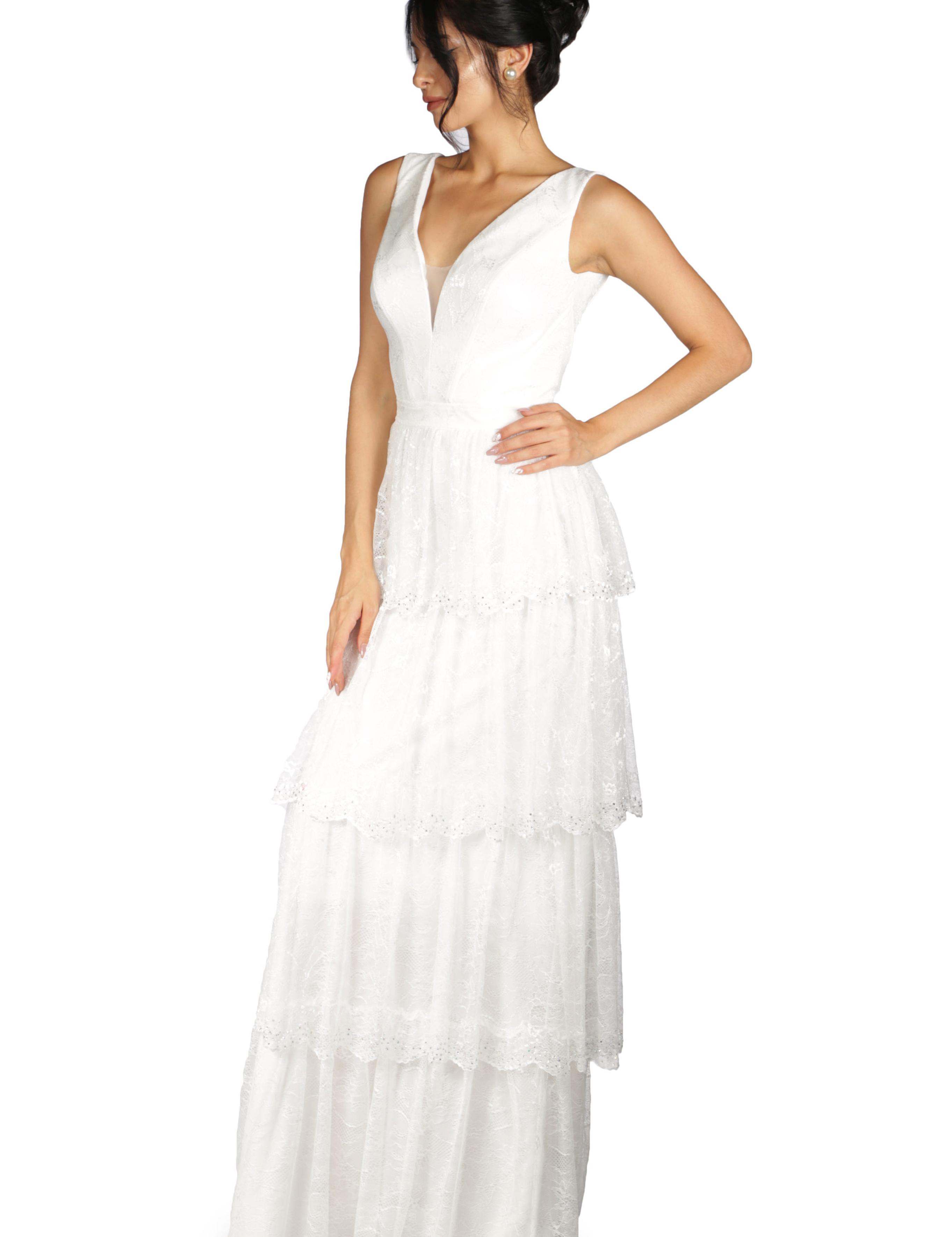 BEYAZ Uzun Abiye Elbise