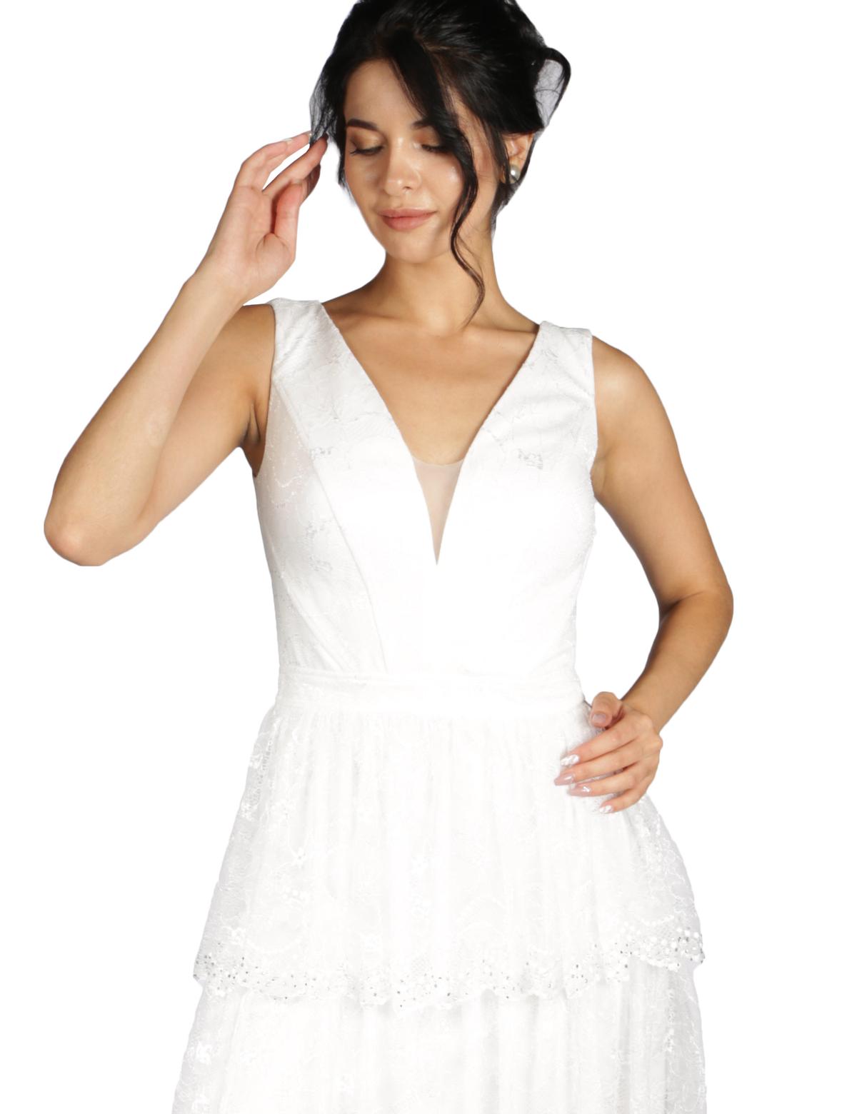 BEYAZ Uzun Abiye Elbise - 50213060002