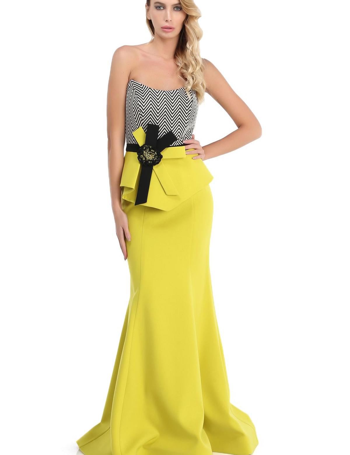 SARI İkili Takım Balık Abiye Elbise