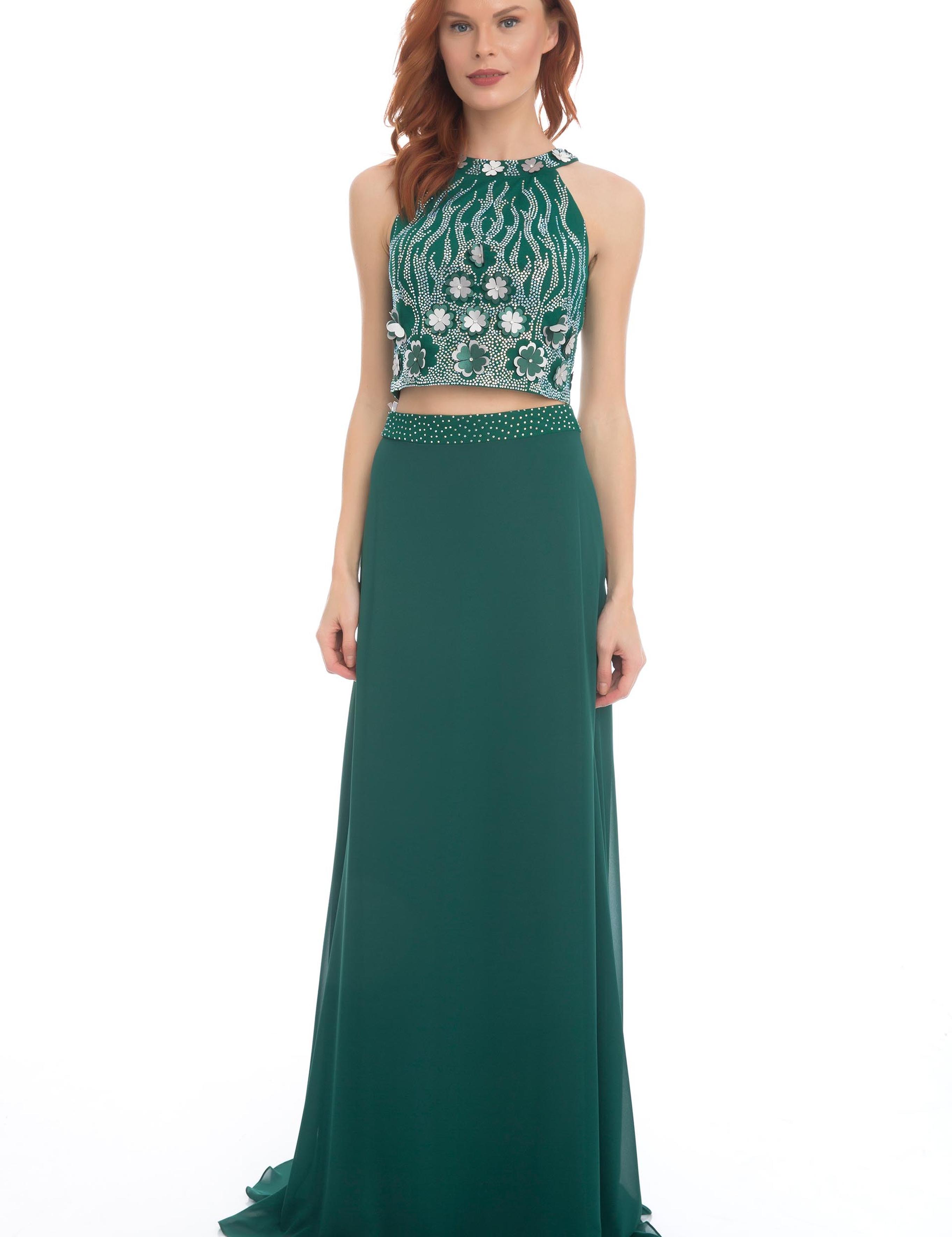 YESIL İkili Takım Balık Abiye Elbise