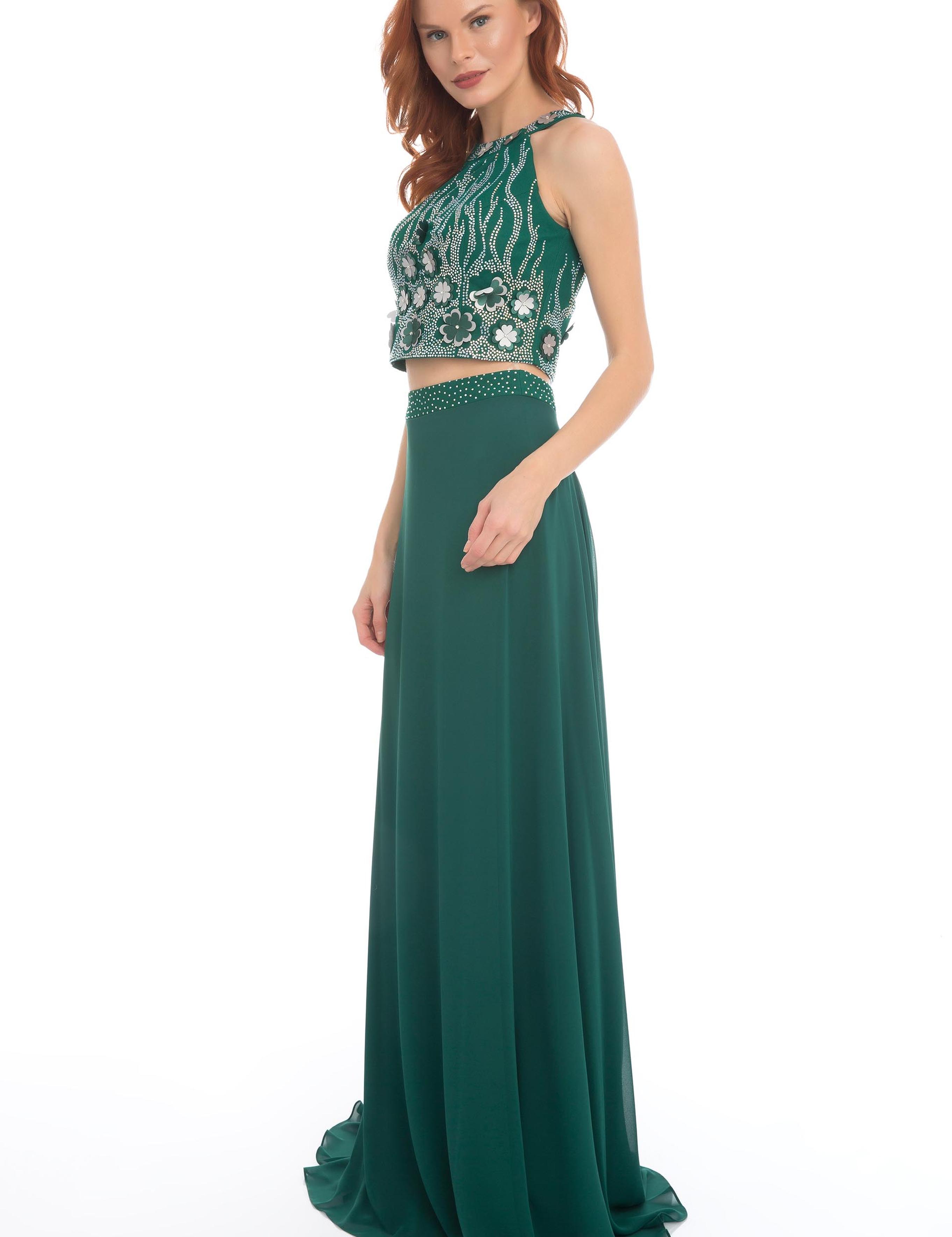 YESIL İkili Takım Balık Abiye Elbise