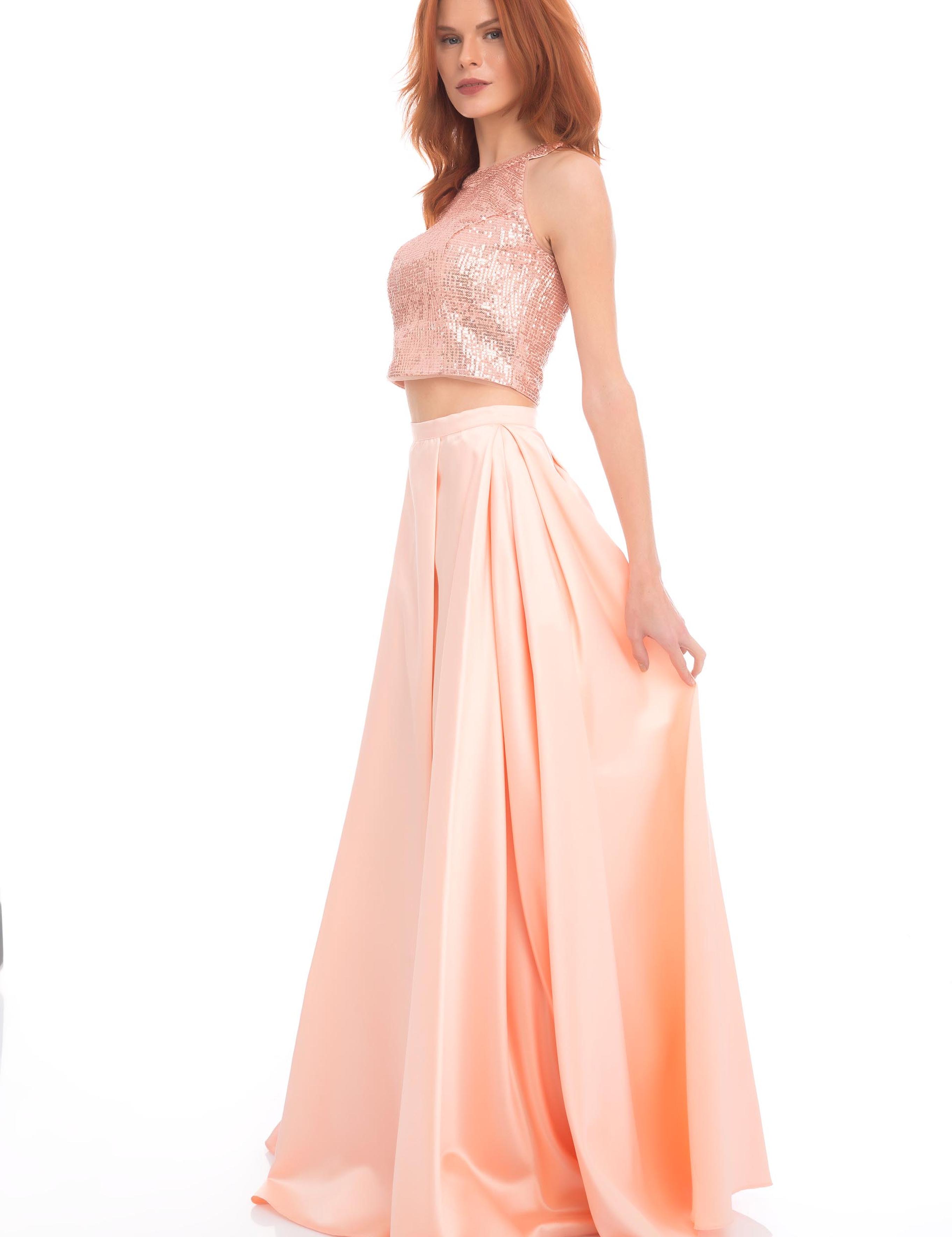 PEMBE İkili Takım Balık Abiye Elbise