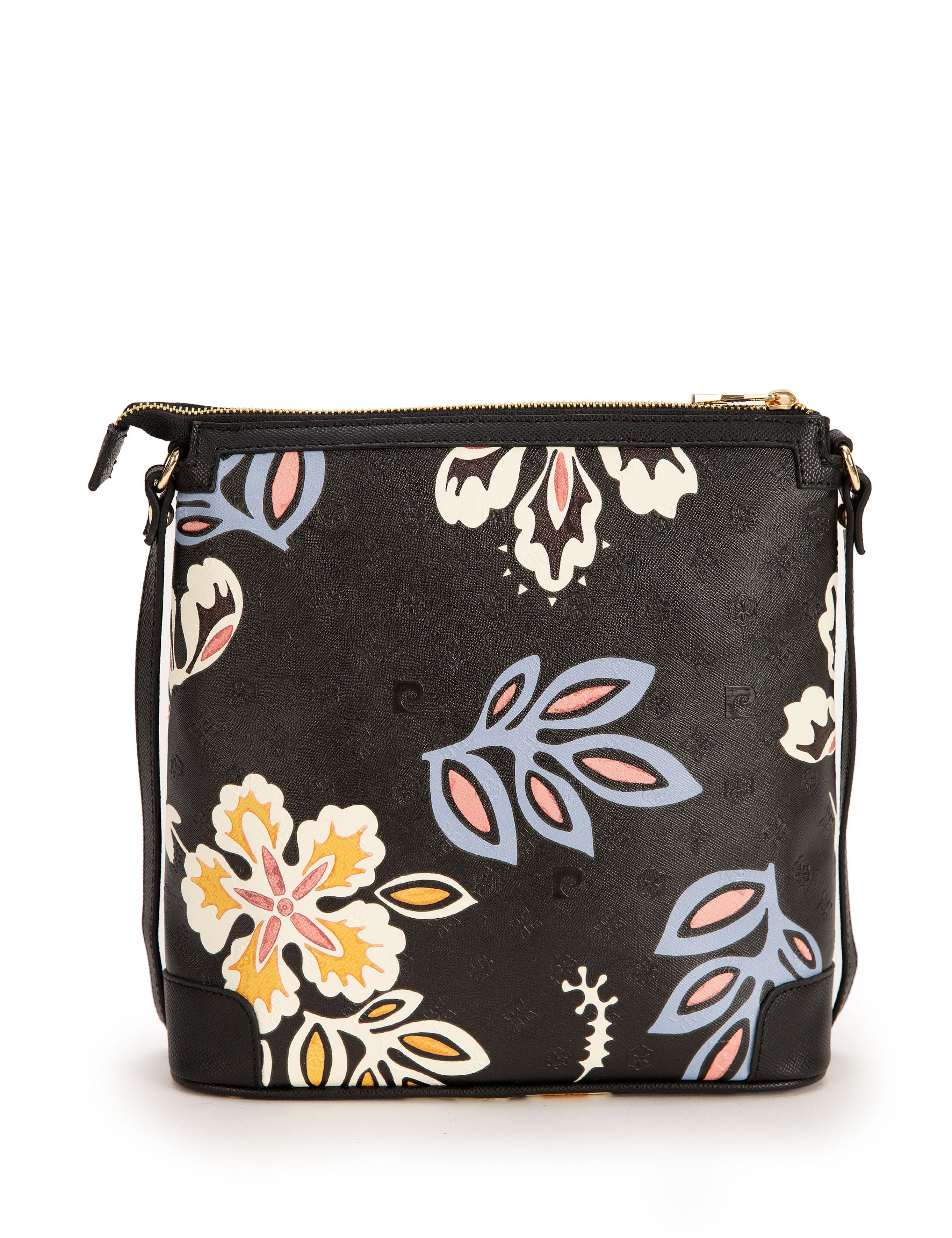 Siyah Çiçek Desenli Çapraz Çanta