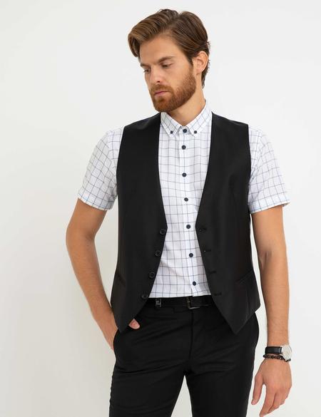 Siyah Slim Fit Yelek - 50193309003