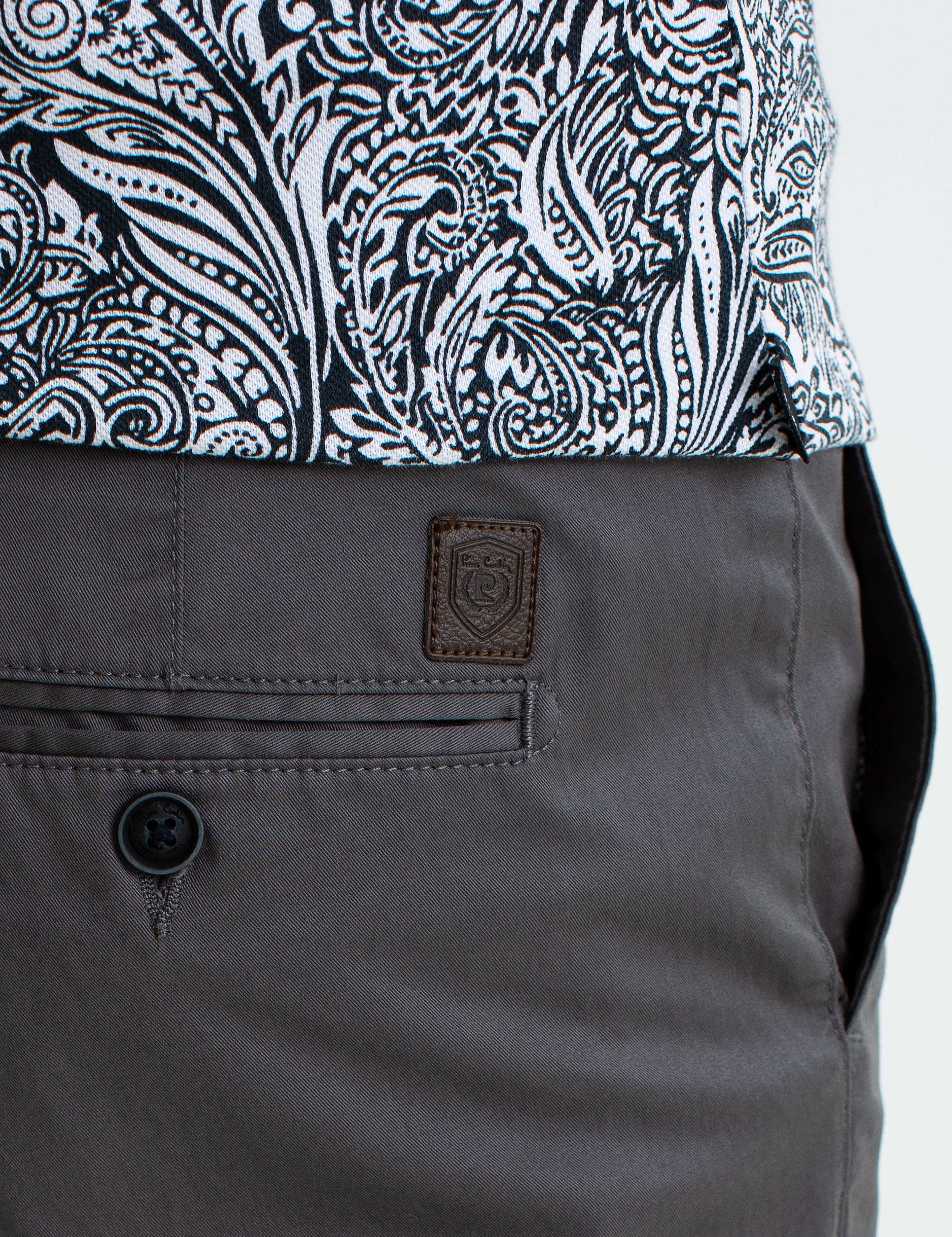 Gri Slim Fit Kanvas Pantolon - Image 3