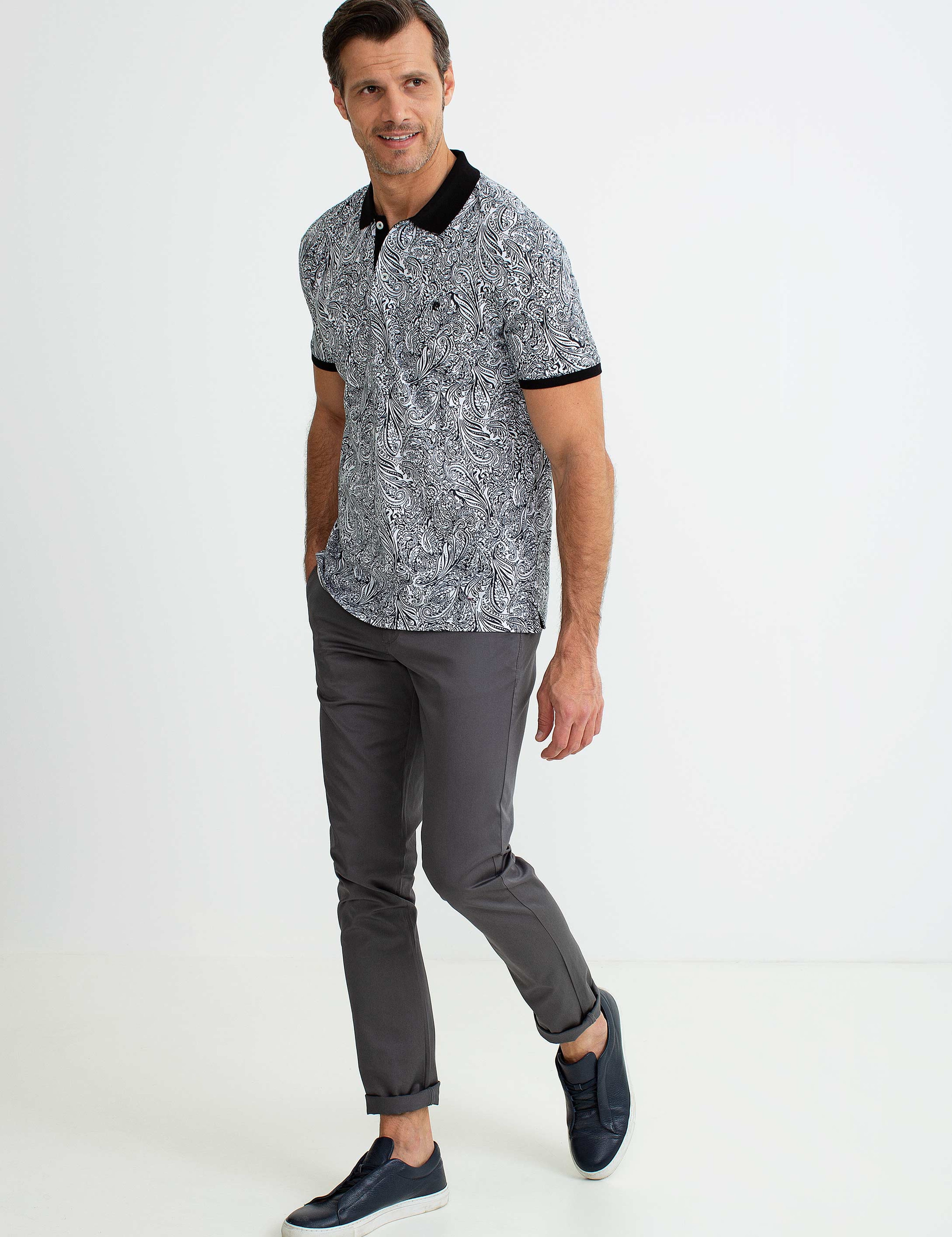 Gri Slim Fit Kanvas Pantolon - Image 1