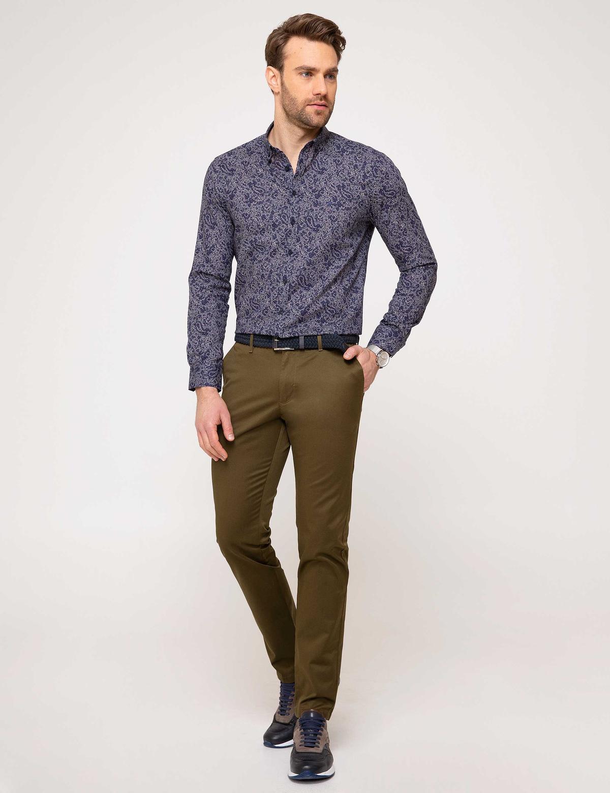 Haki Slim Fit Kanvas Pantolon