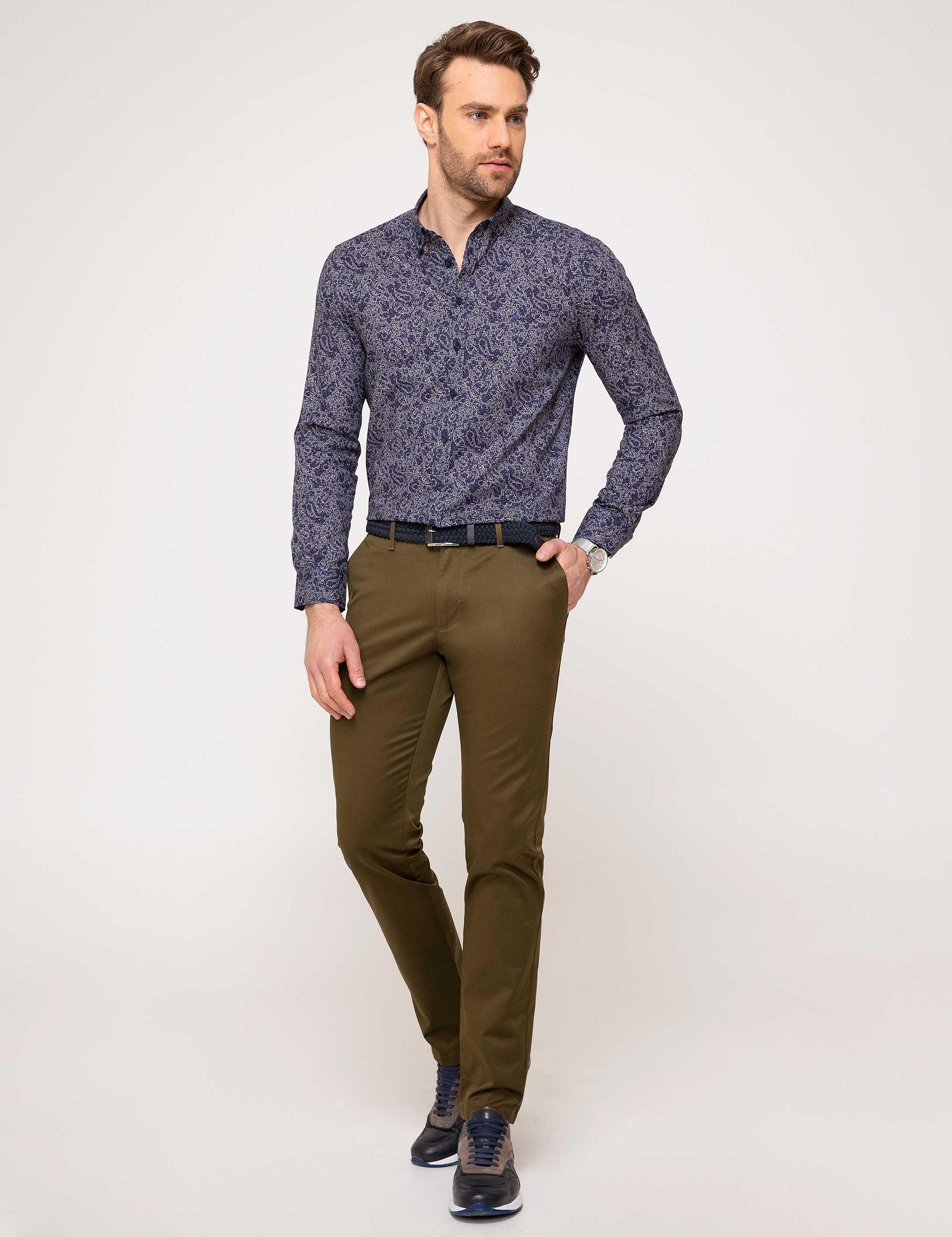 Haki Slim Fit Kanvas Pantolon